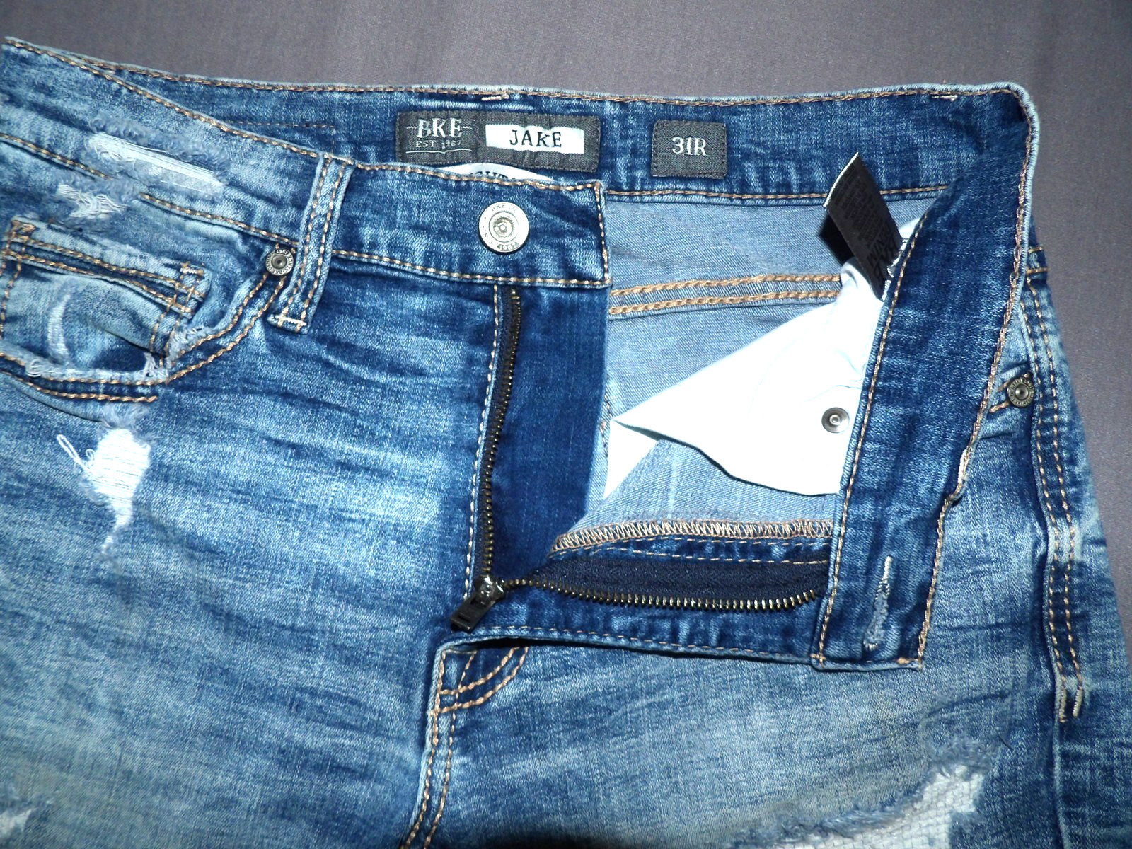 Buckle BKE JAKE Distressed Stretch Straight Leg Denim Jeans Men’s 31 X 32