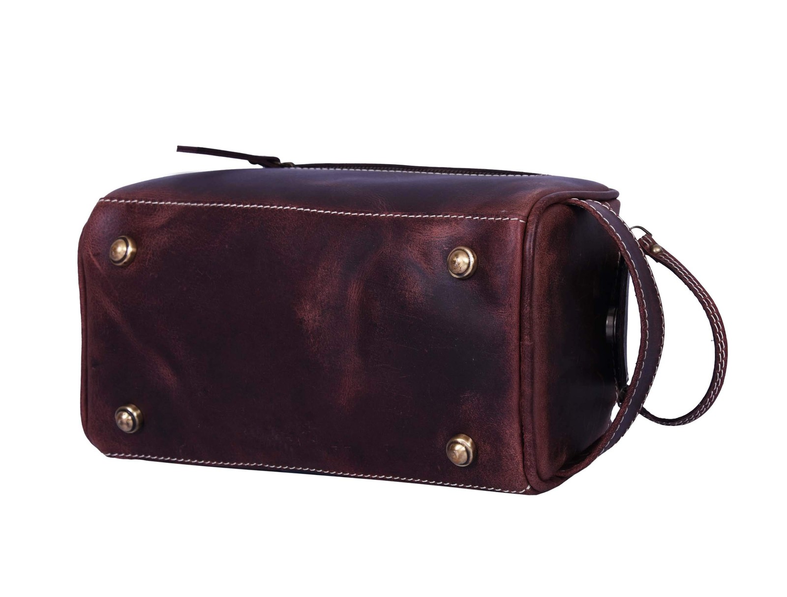 10″ Premium Leather Toiletry Travel Pouch 10.5 x 5.5 x Inch, Dark Brown
