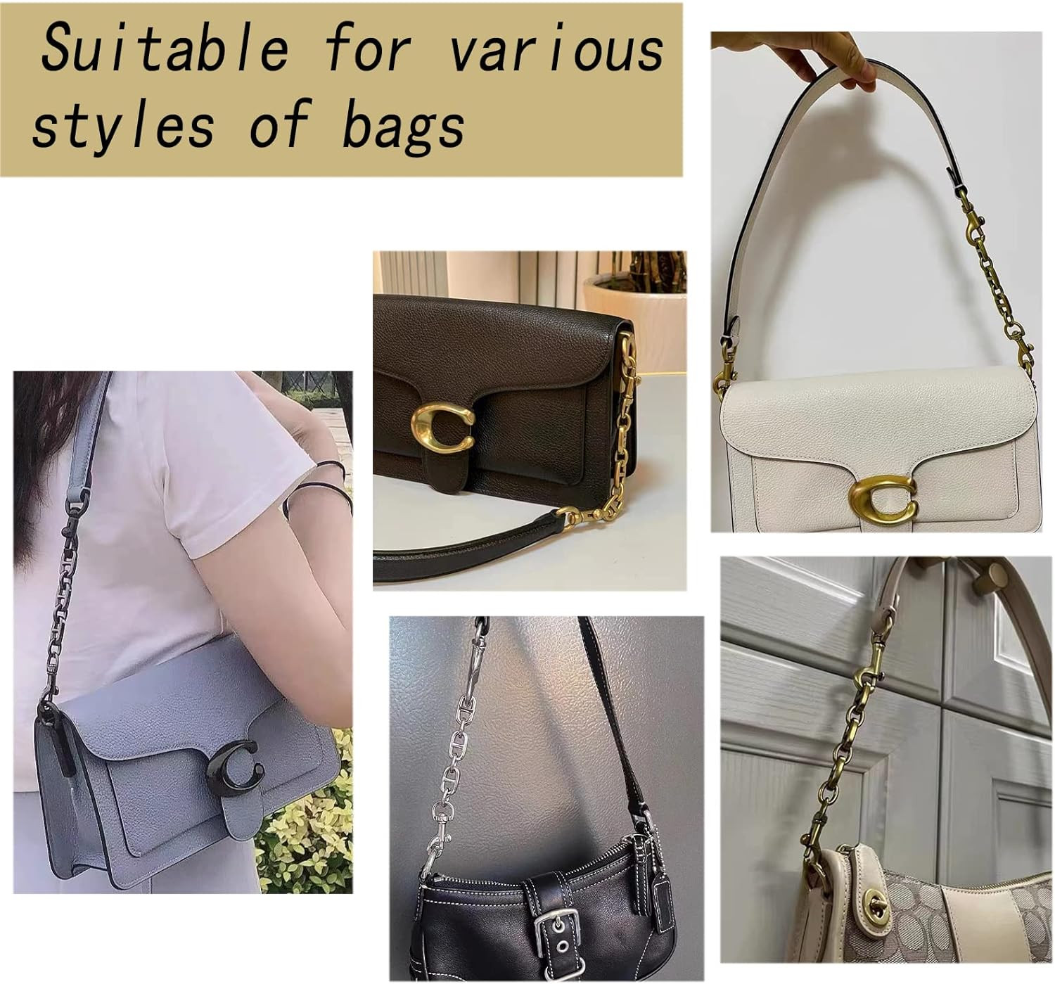 Purse Strap Extender 2Pcs Bag Extender Chain for Shoulder Bag Metal Chain Strap