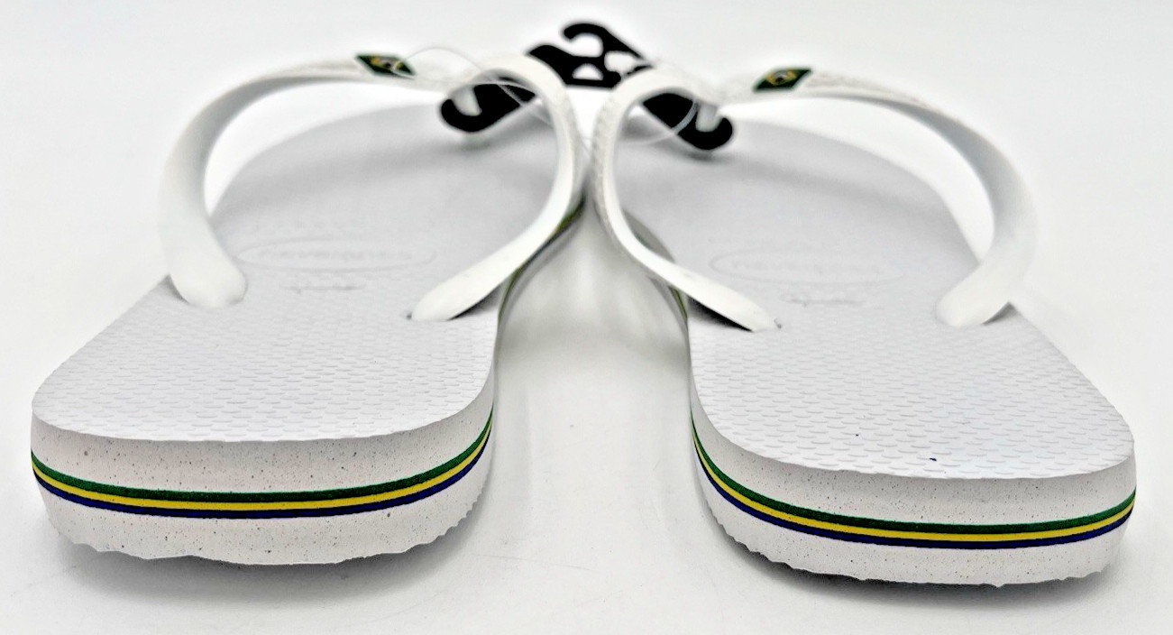 Havaianas Brasil Logo Flip Flops – White – US Men’s 8 /Women’s 9/10 – NEW