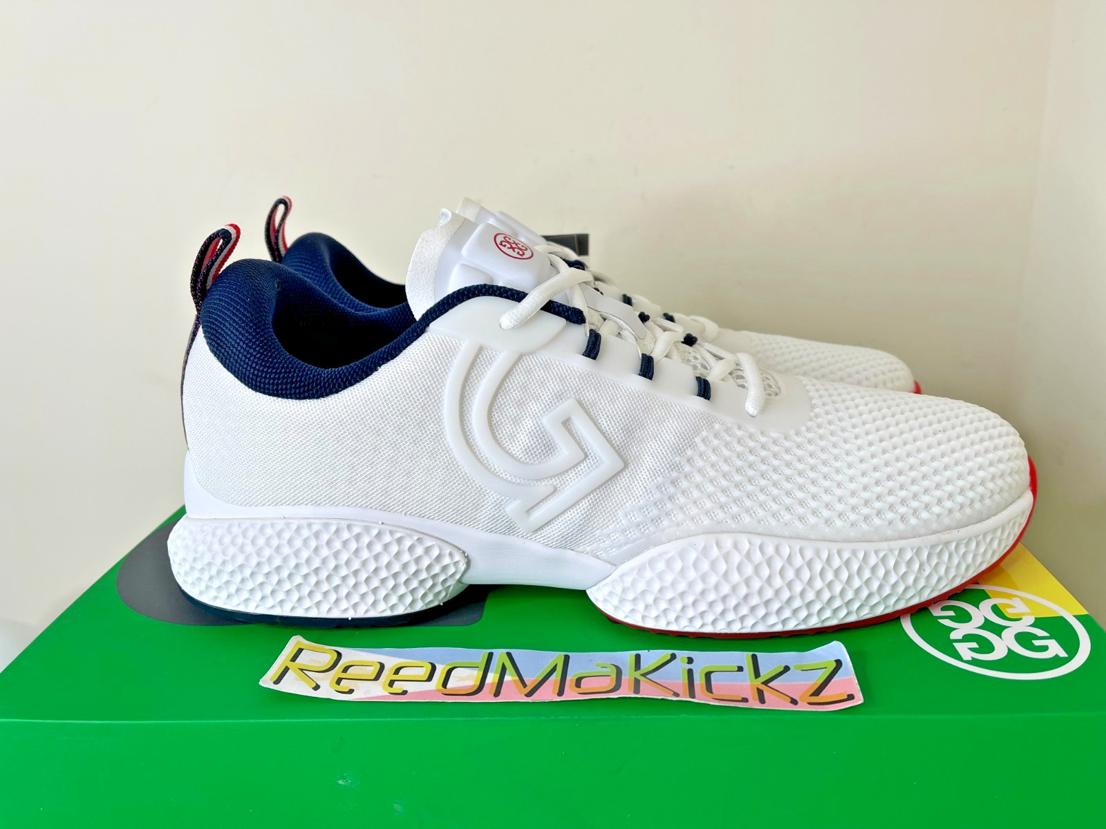 G/FORE QRT1 Pickleball Tennis Shoes White Red Blue Mens RETAIL $250 GMF000050