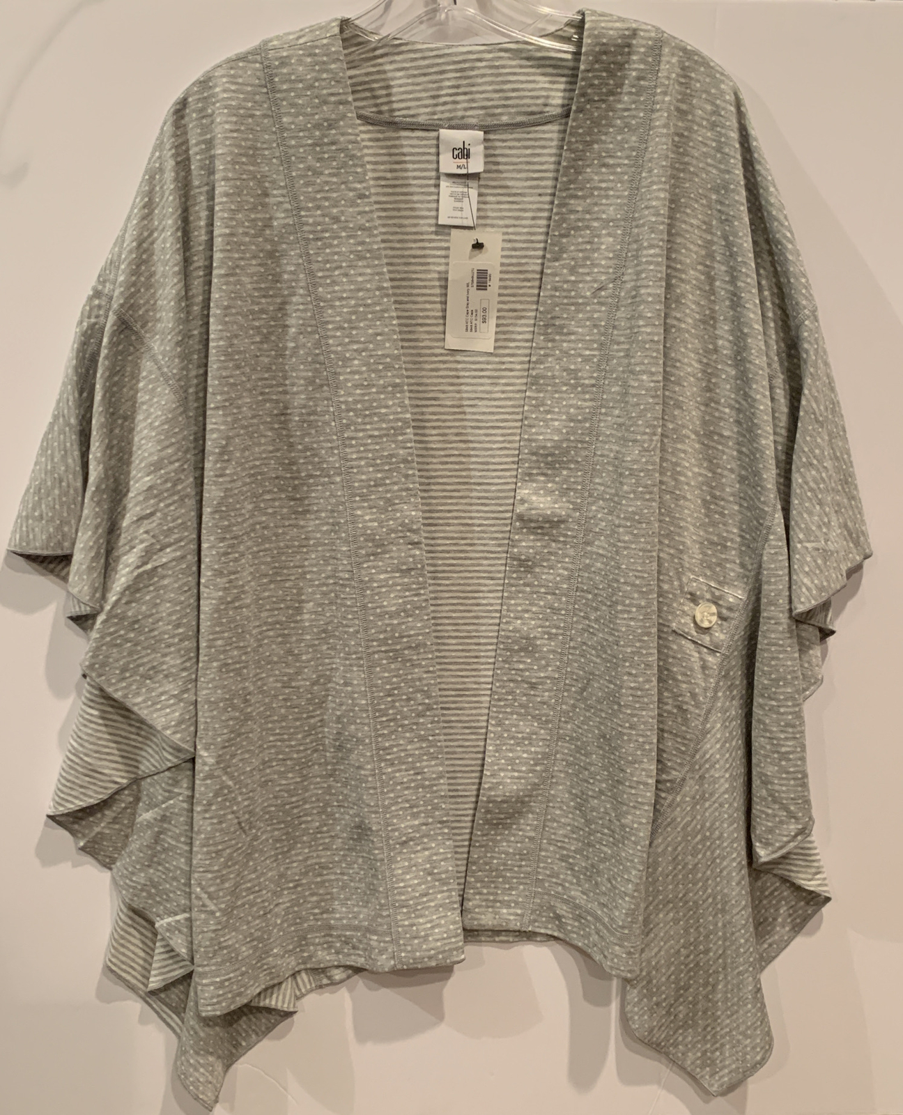 CAbi ATC Cape 5846 Size M/L Spring 2021 Gray Ivory Medium Large New w Tag