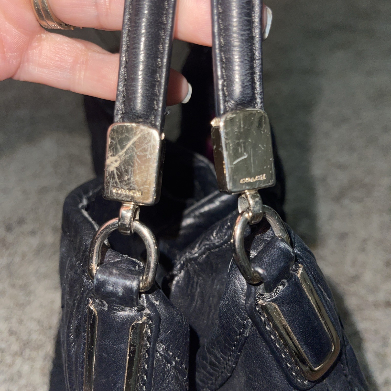 Coach Madison Phoebe Gathered Twist Leather Shoulder Bag Black w/dust bag