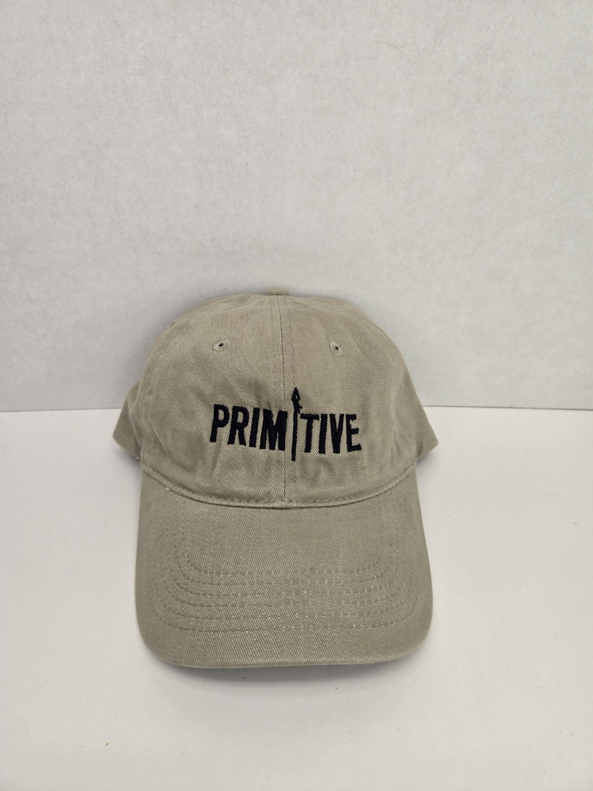 Primitive Tan Khaki Strapback Baseball Hat Outdoor Nature Camping Spellout Cap
