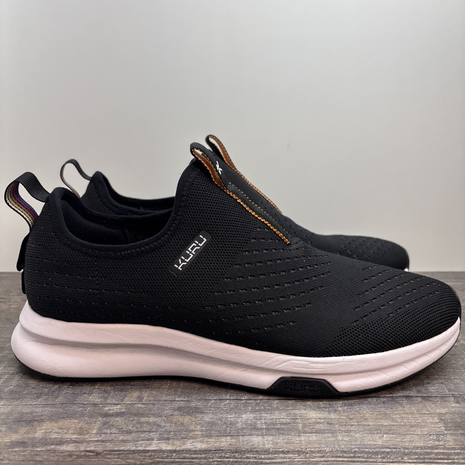 Kuru Atom Slip On Women’s 9.5 Sneaker Shoe Jet Black NEW Defects