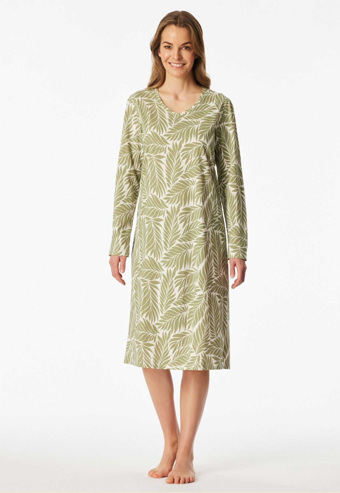 Schiesser women’s night shirt 110 cm long sleeve sleepshirt size 38 40 42 44 46 48 50 52