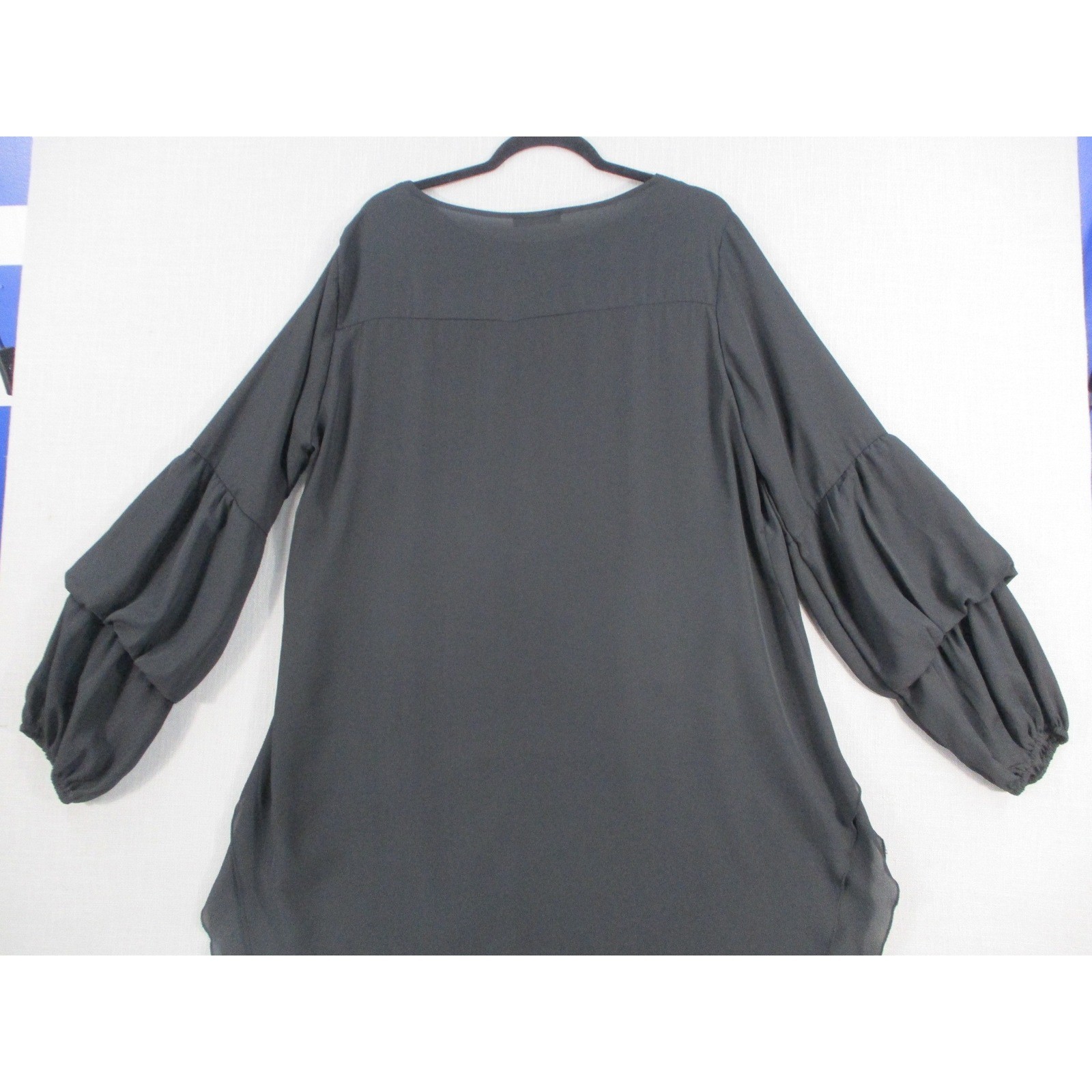 Prettygarden Womens XL Black High Low Tiered Ruffle Sleeve Blouse Top