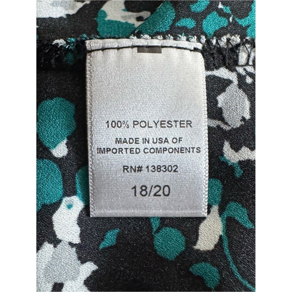 Avenue Black, Teal & White Abstract Floral Blouse