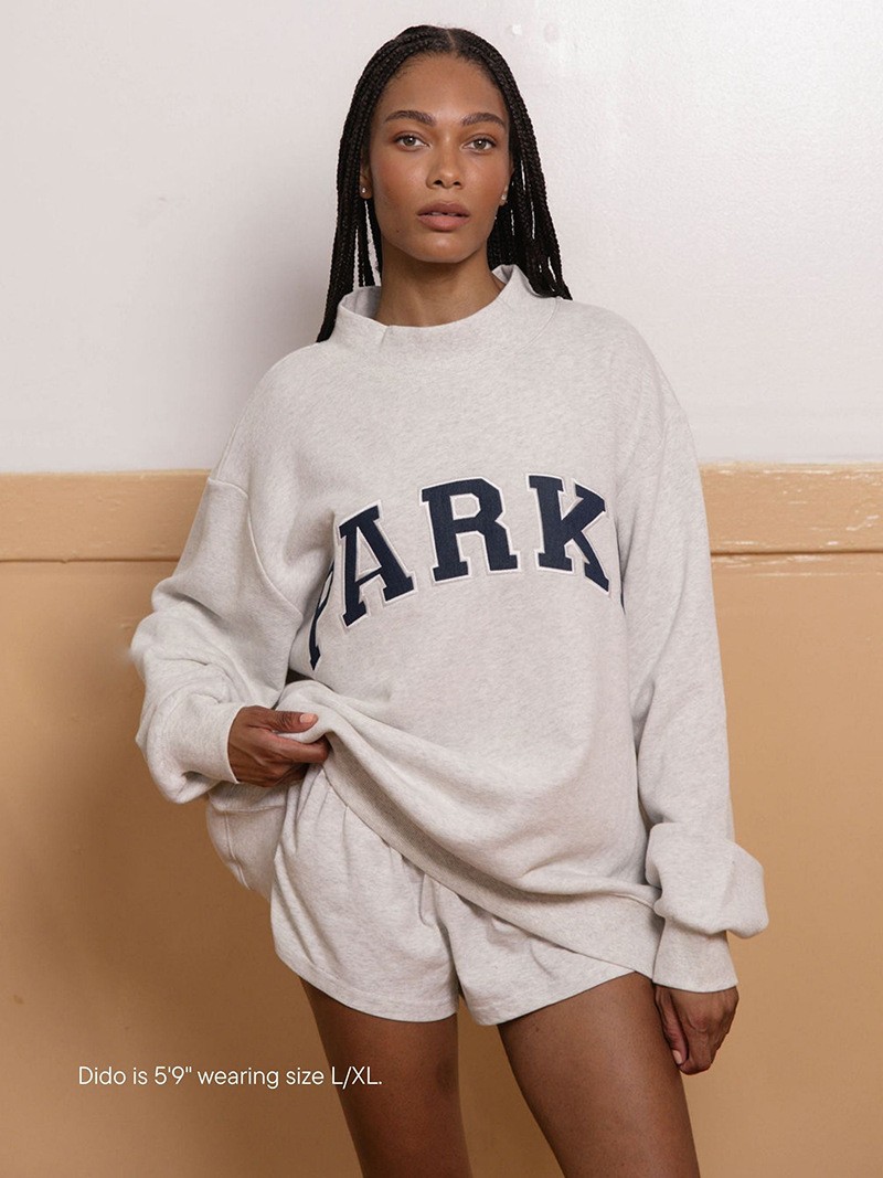 PARKE New Embroidered Mock Neck Stand Collar Loose Women’s Sweatshirt