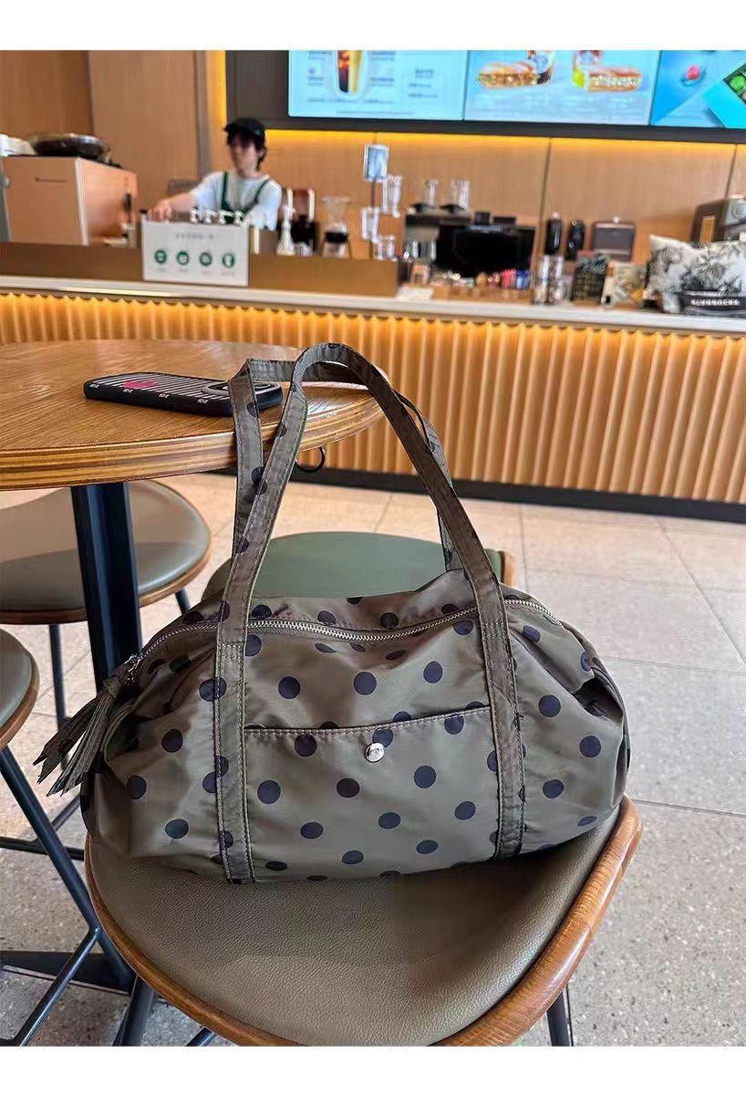 Korean Style Nylon Polka Dot Tote Bag Lightweight Women Casual Shoulder Handbag