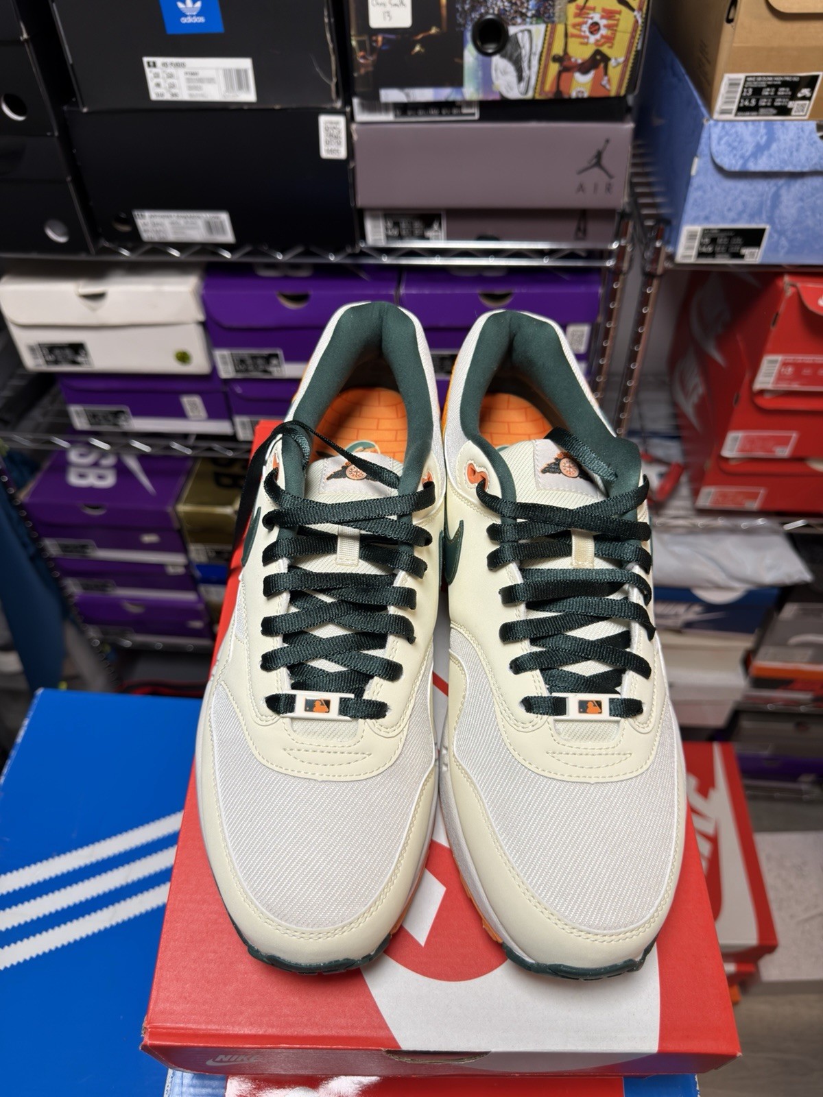 Nike Air Max 1 ORIOLES IQ2894-100 MLB COCONUT MILK PRO GREEN MENS SIZE 13 NEW