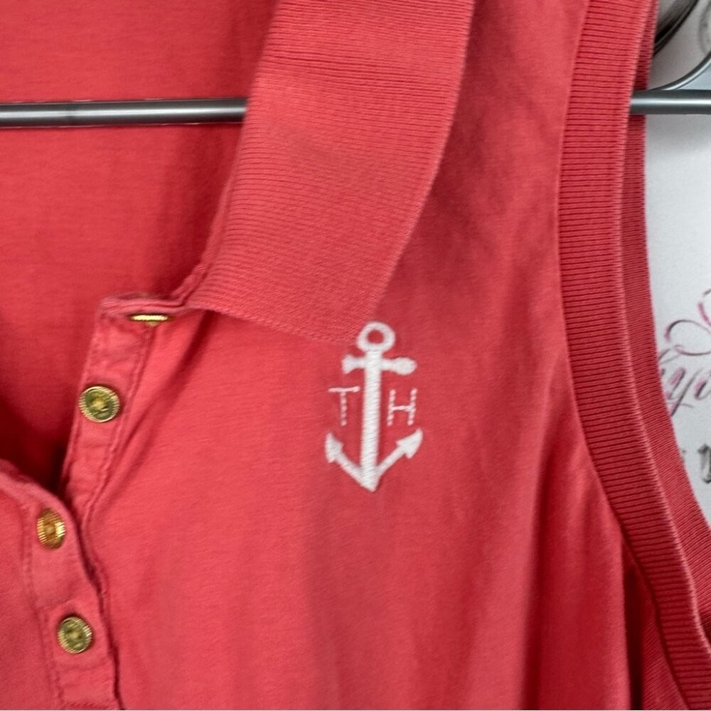 Tommy Hilfiger tank top collated anchor ⚓️ embroidery Red Sleeveless Polo Top