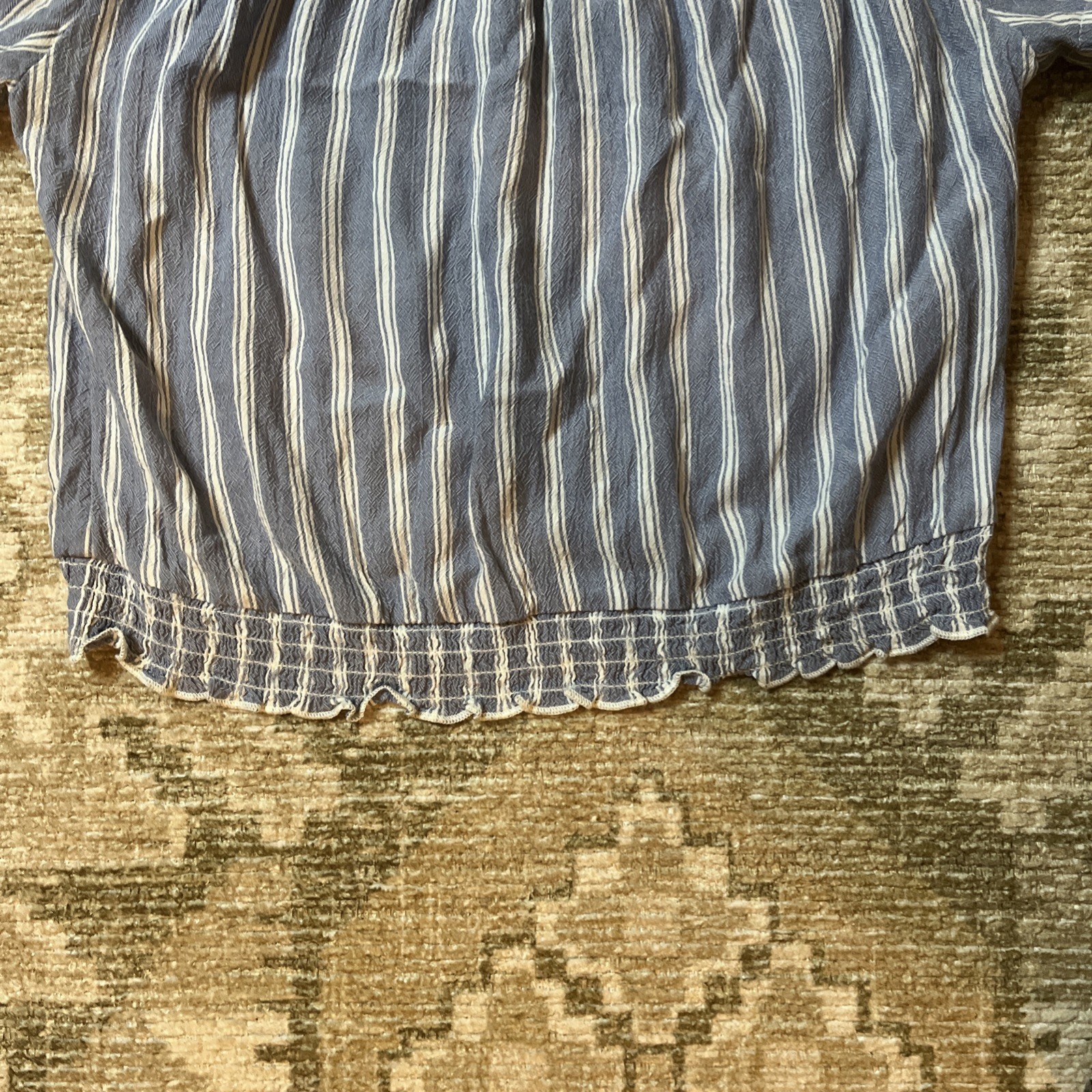Hollister Cute Off The Shoulder Tee Women’s Blue Striped Cotton M
