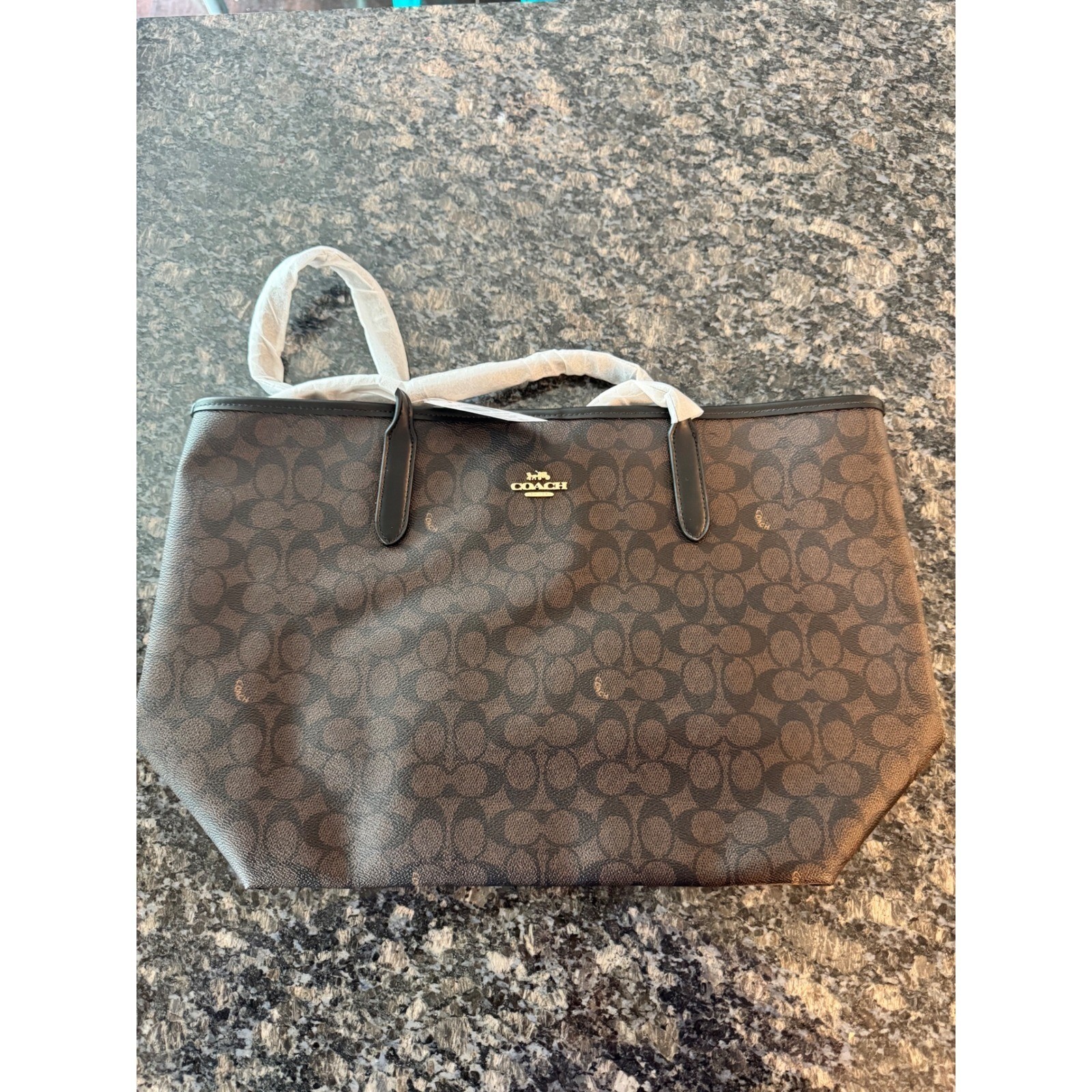 Coach City Tote in Signature Canvas Walnut Black CV976 IMXAQ Womens Bag