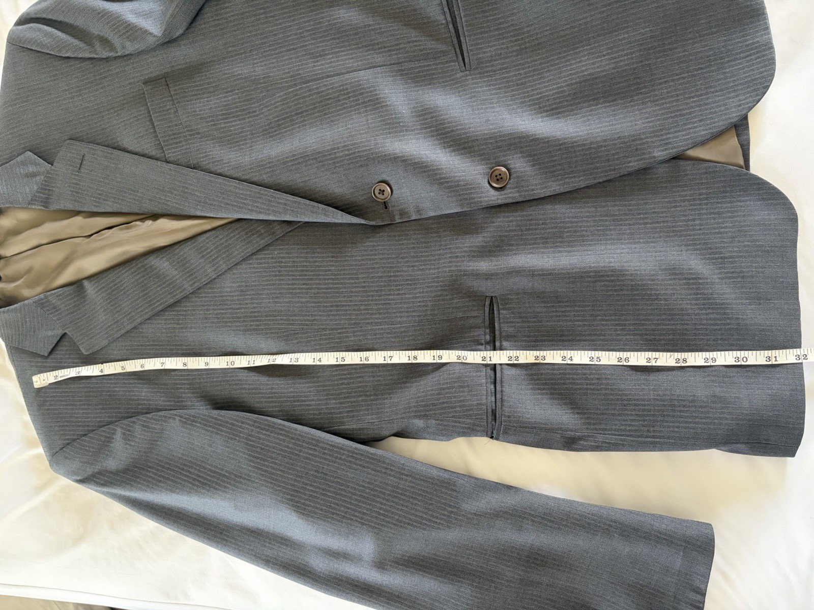 Brooks Brothers suit mens 44L Gray Pinstripe 2 Button 1818 Madison Saxxon Wool