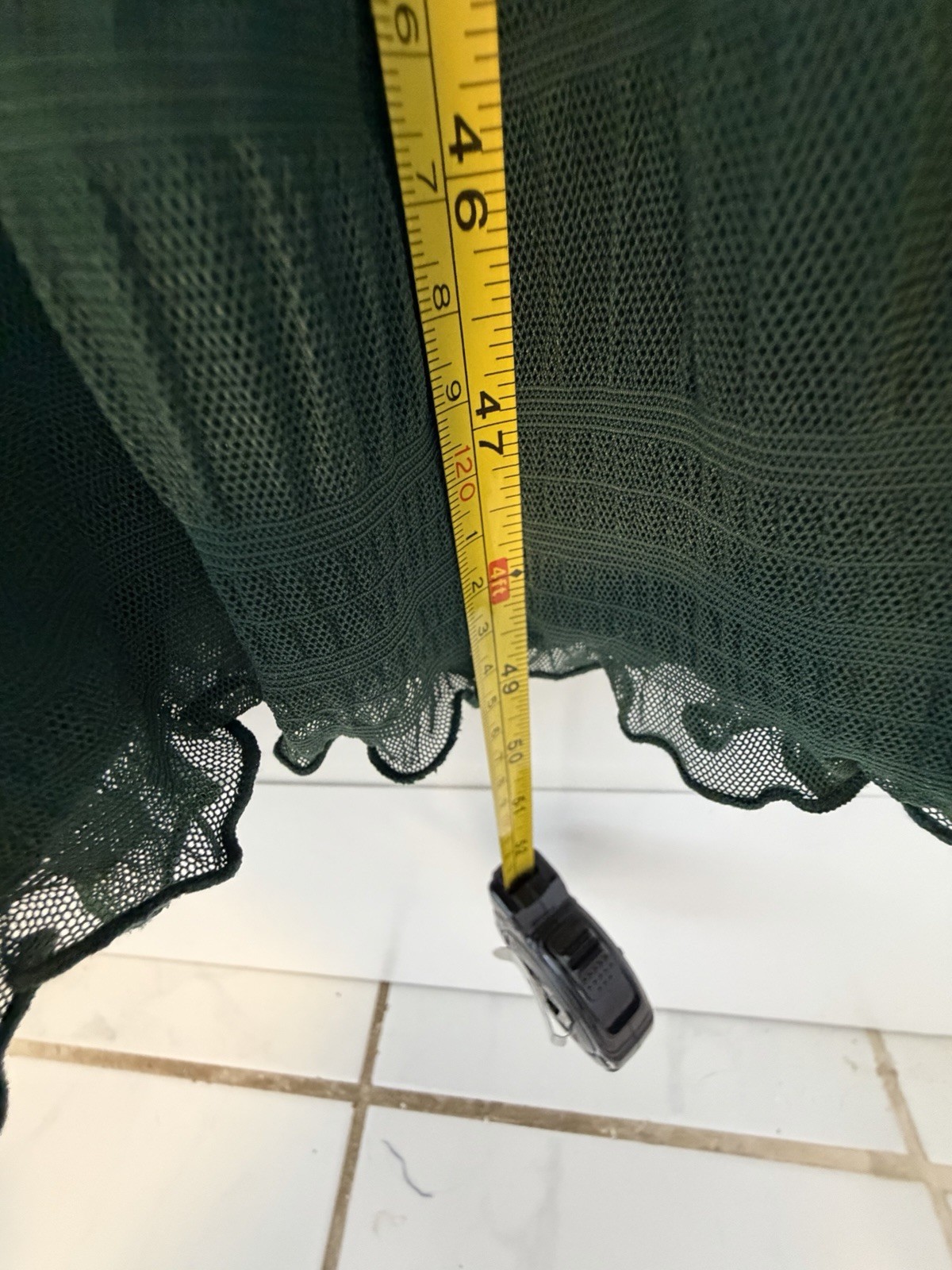 Max Studio Women’s Textured Mesh Cottagecore ruffle maxi BOHO Green Tiered lined