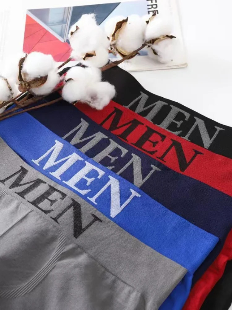 5 PCs Men’s High Elastic Plain Color Comfortable Boxer Briefs Panties Breathable