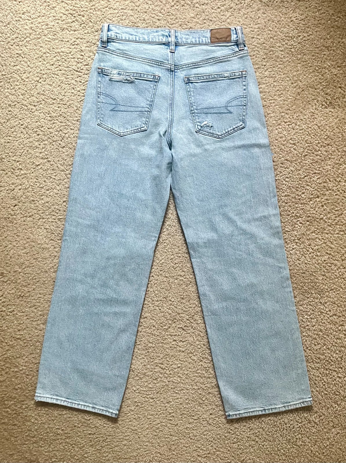 American Eagle Strigid Stretch Waist Acid Wash Destroy Stovepipe Jeans Size 4 AE