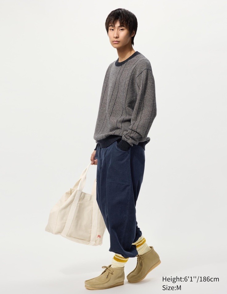 Uniqlo x JW Anderson Lambswool Herringbone Crewneck Sweater Dark Gray Size L
