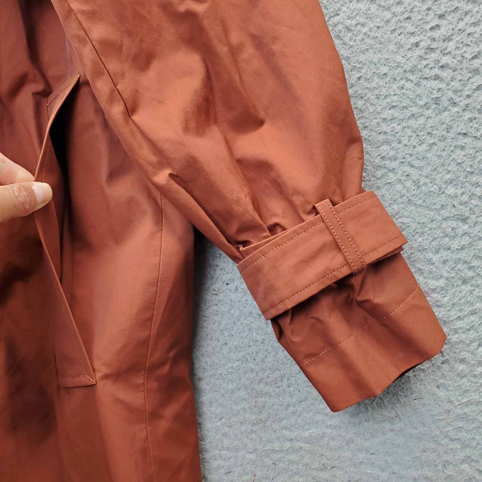 CALIA Rain Wind Trench Coat Womens Medium Brown Water Repellent Removable Hood