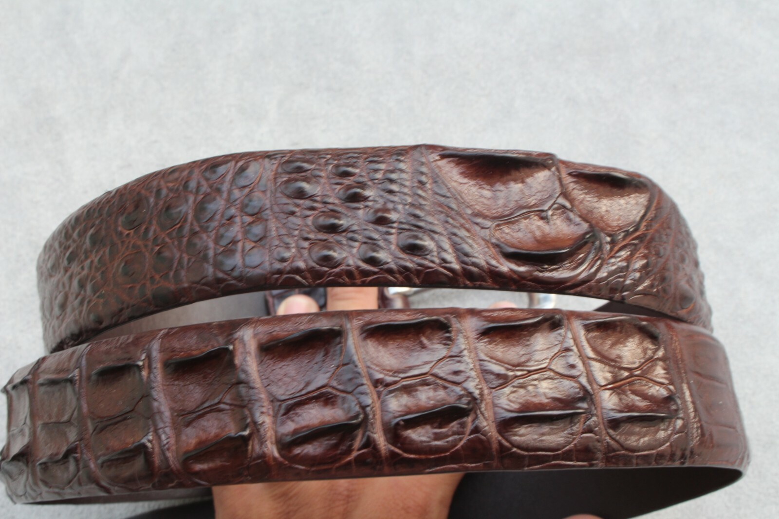 Luxury Brown Alligator Crocodile Print Leather Skin Men’s Belt – W 1.3 inch
