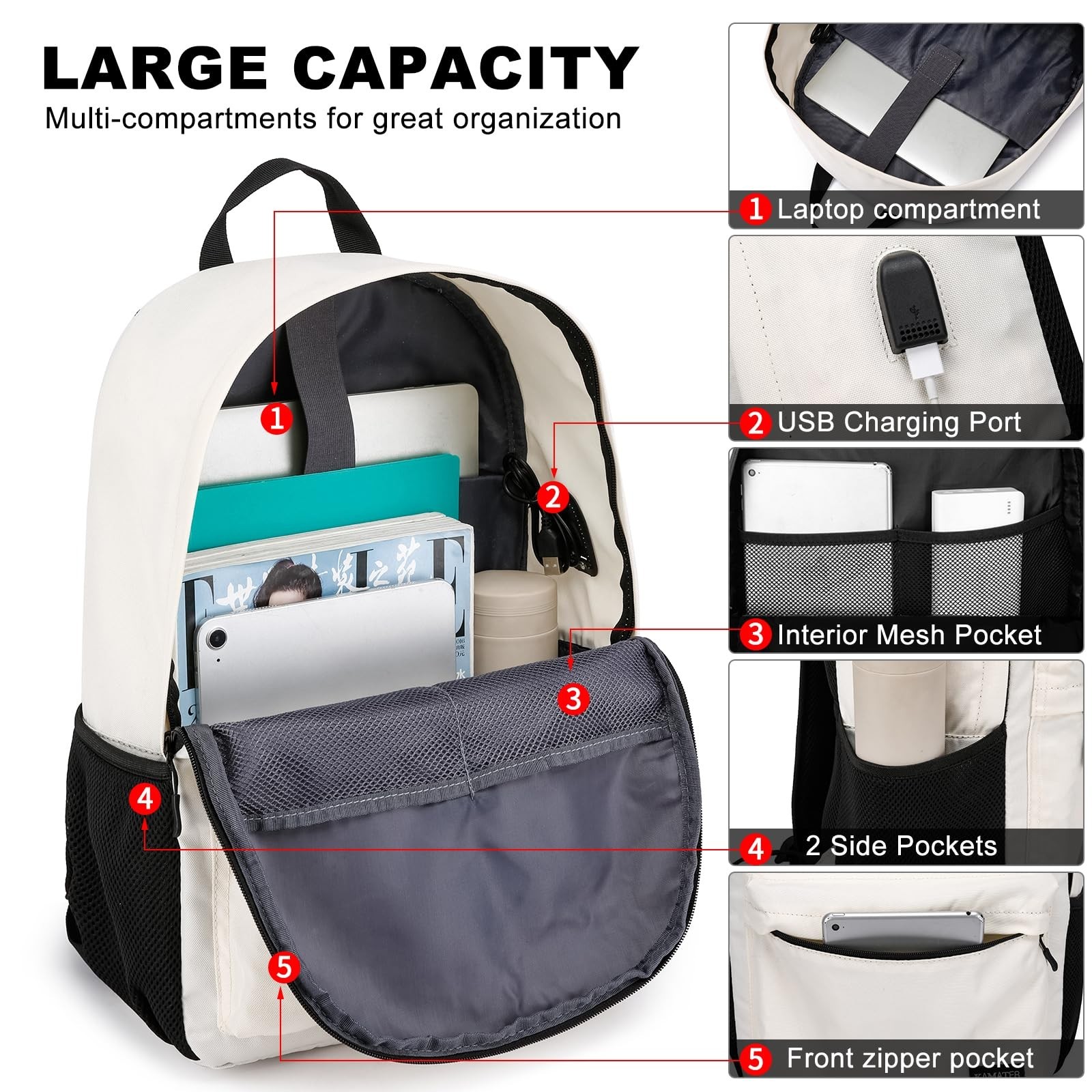 School Backpack for Teen Girls & College Women – 15.6 Inch Large Laptop Bookb…