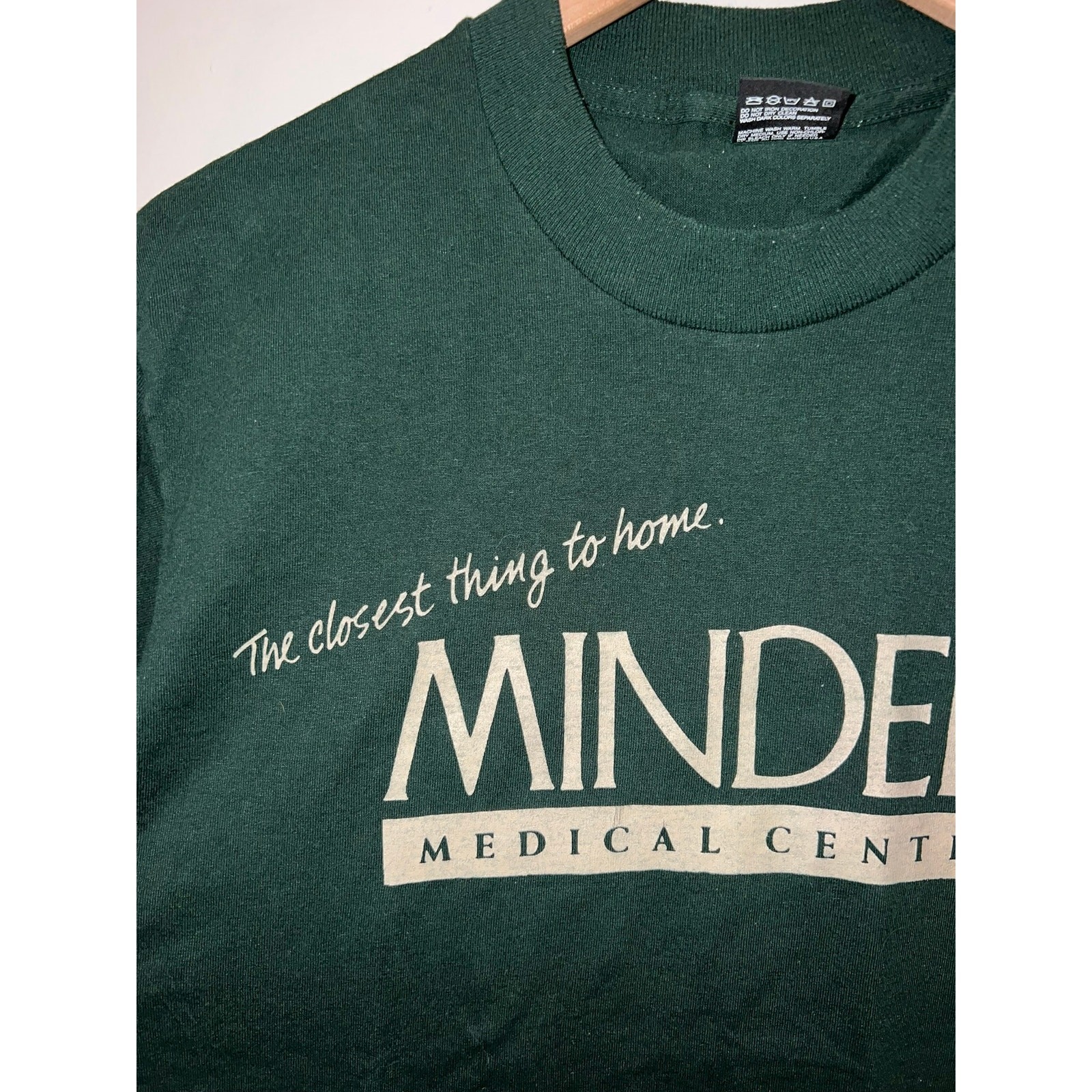 Vintage Minden Medical Center Shirt Green Single Stitched Tee VTG 90s Medium