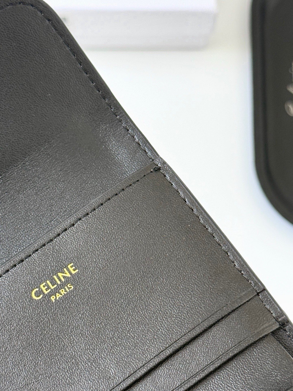 CELINE Black Wallet Gold Logo Hardware Zip Coin Pocket Credit Card Solid Women’s