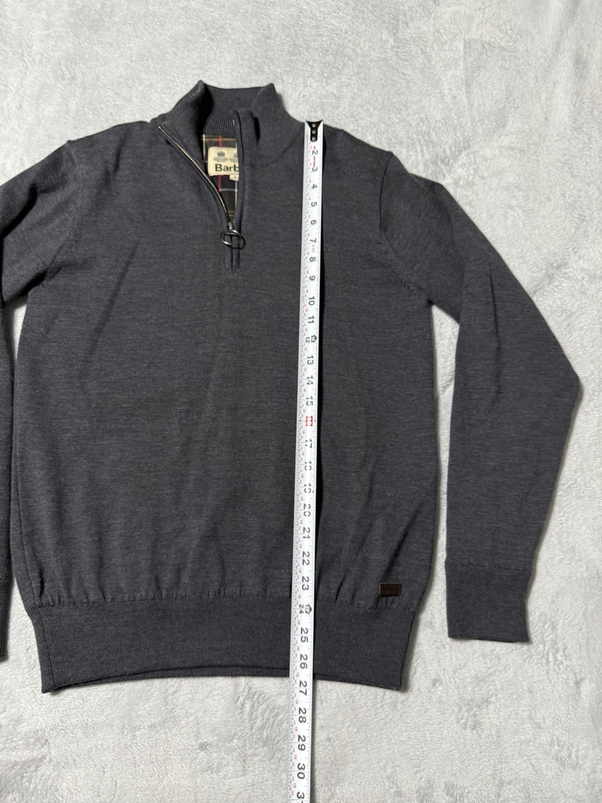 Barbour Storm Half Zip Lined Sweater Gray Mens Small Portugal 100% Wool