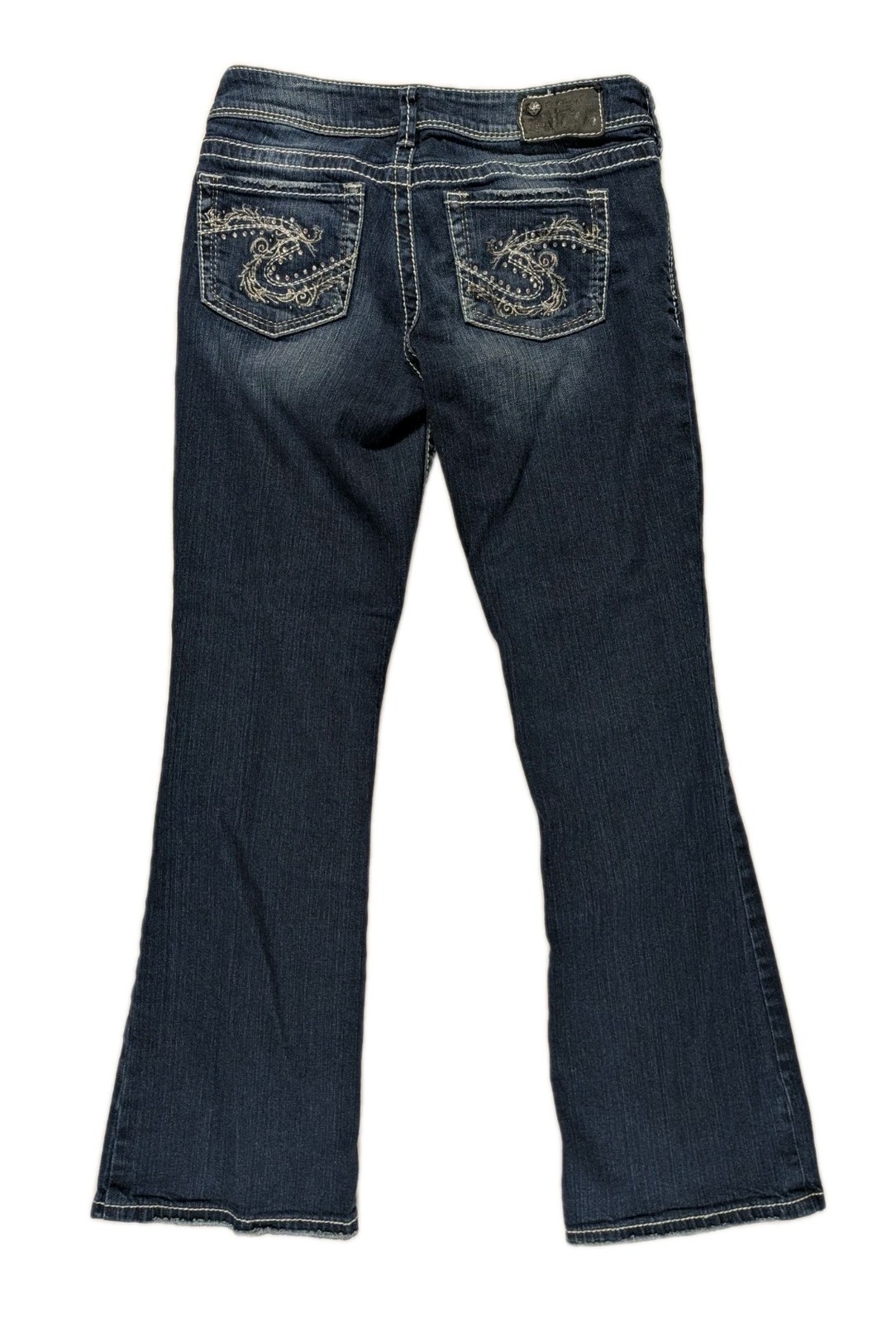 Silver Jeans Co Suki Womens 29×32 Dark Wash Stretch Bootcut Embroidered Pockets