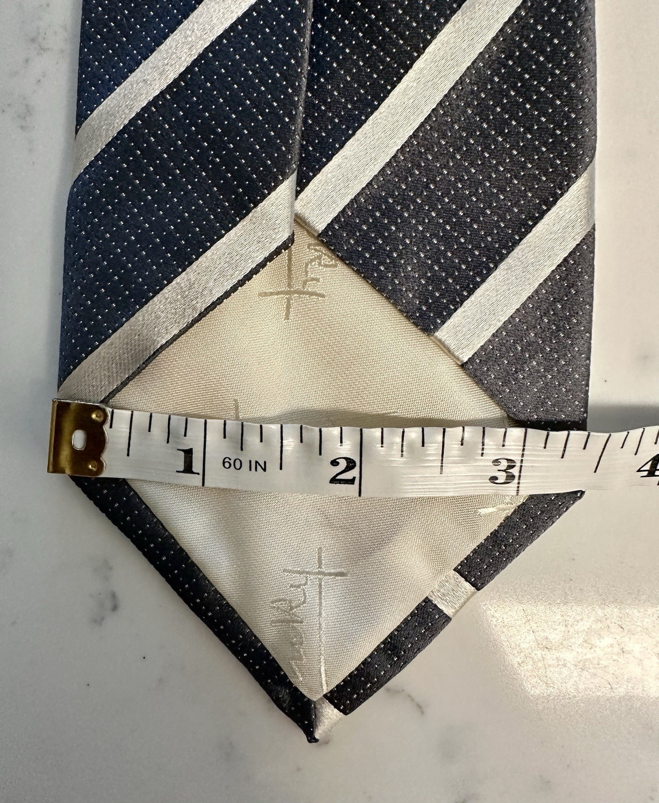 Authentic Micky 100% Silk Men’s Necktie, Black with White Stripe.