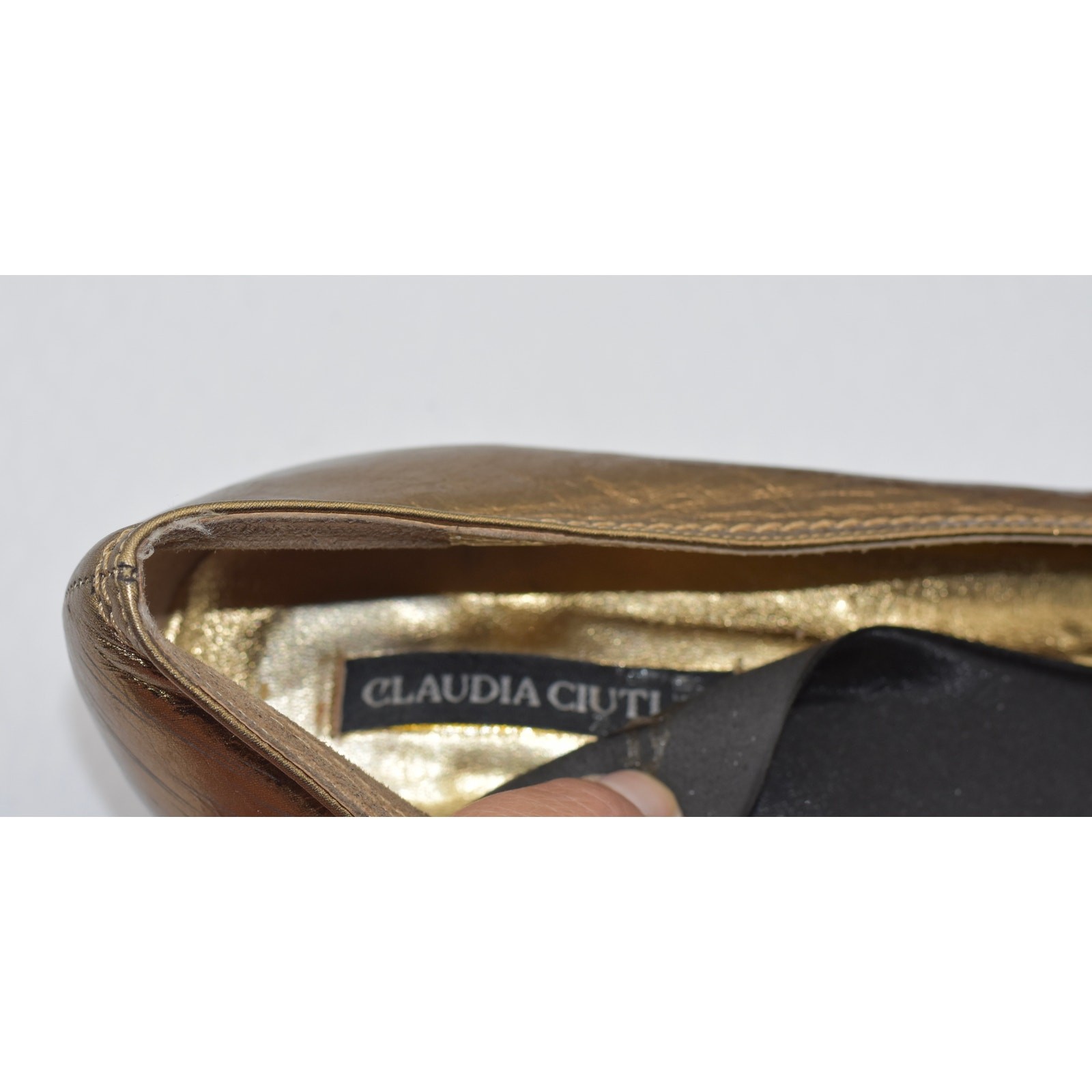 Claudia Ciuti Bronze Metallic Leather Loafer Flats, Size 9.5