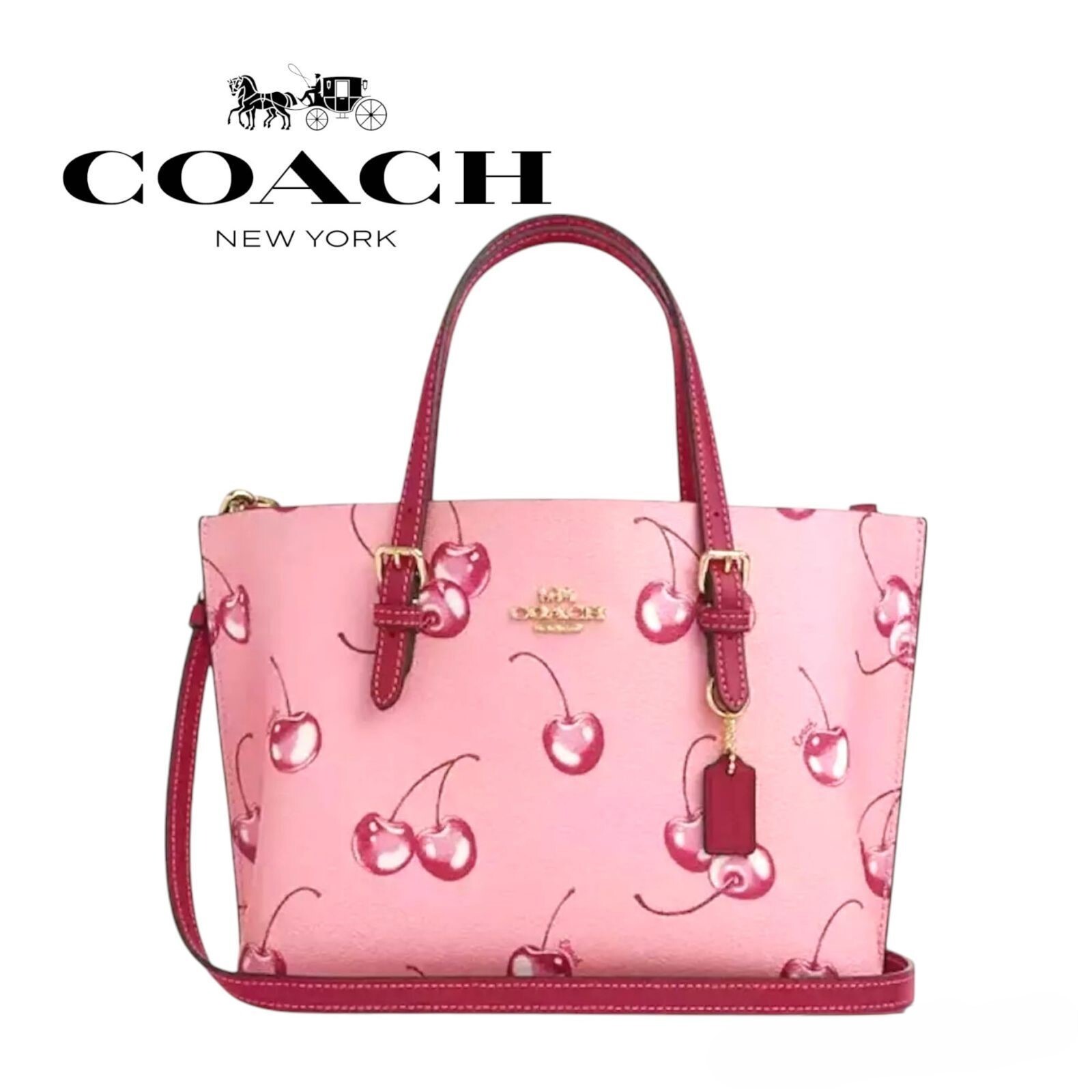 COACH CR293 Molly Handbag Tote Bag Shoulder Bag Cherry Print 25 Ladies new