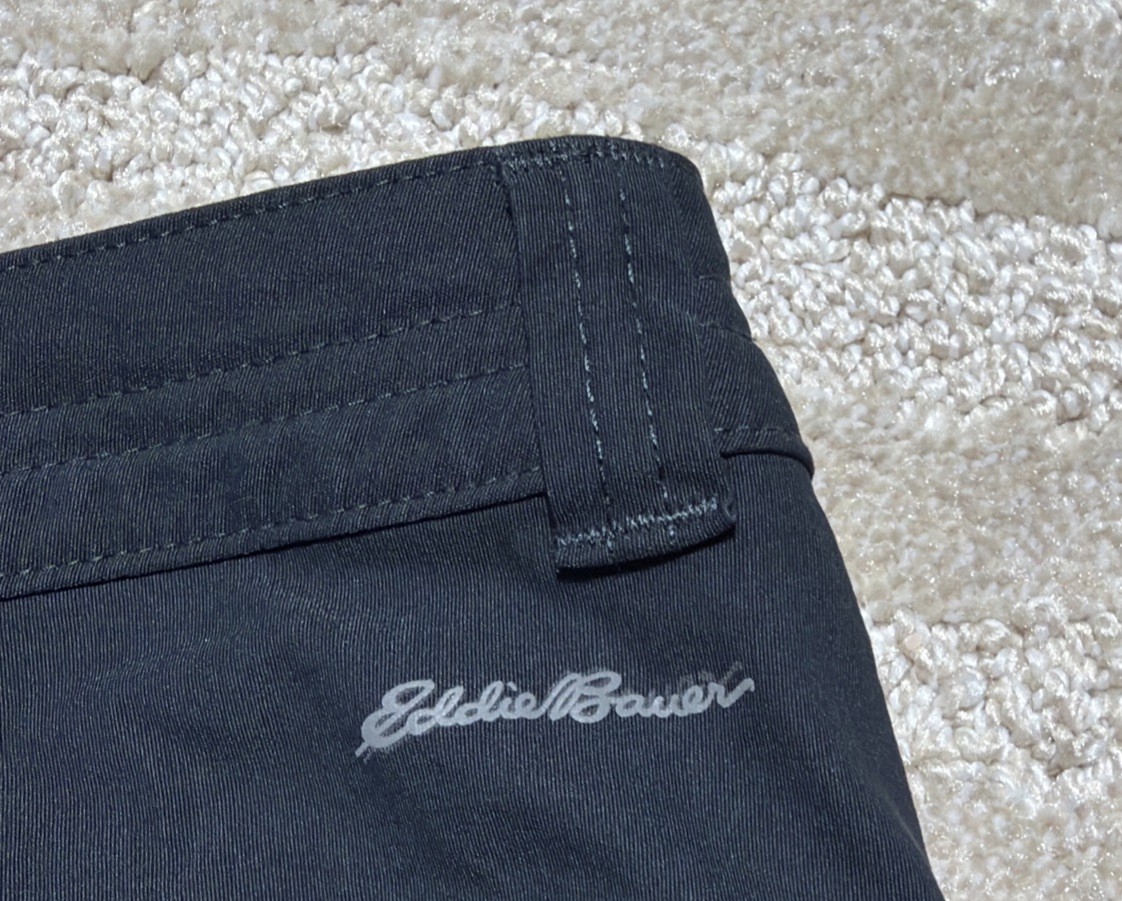 Eddie Bauer Tech Capri Pants Womens 14 Black Nylon Stretch Hiking UPF 50+