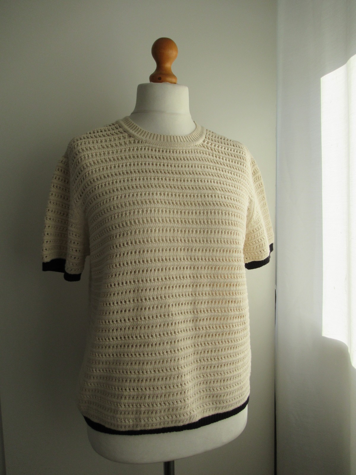 Marks & Spencer Cream Oversized Cotton Crochet /Knit Top, Size M