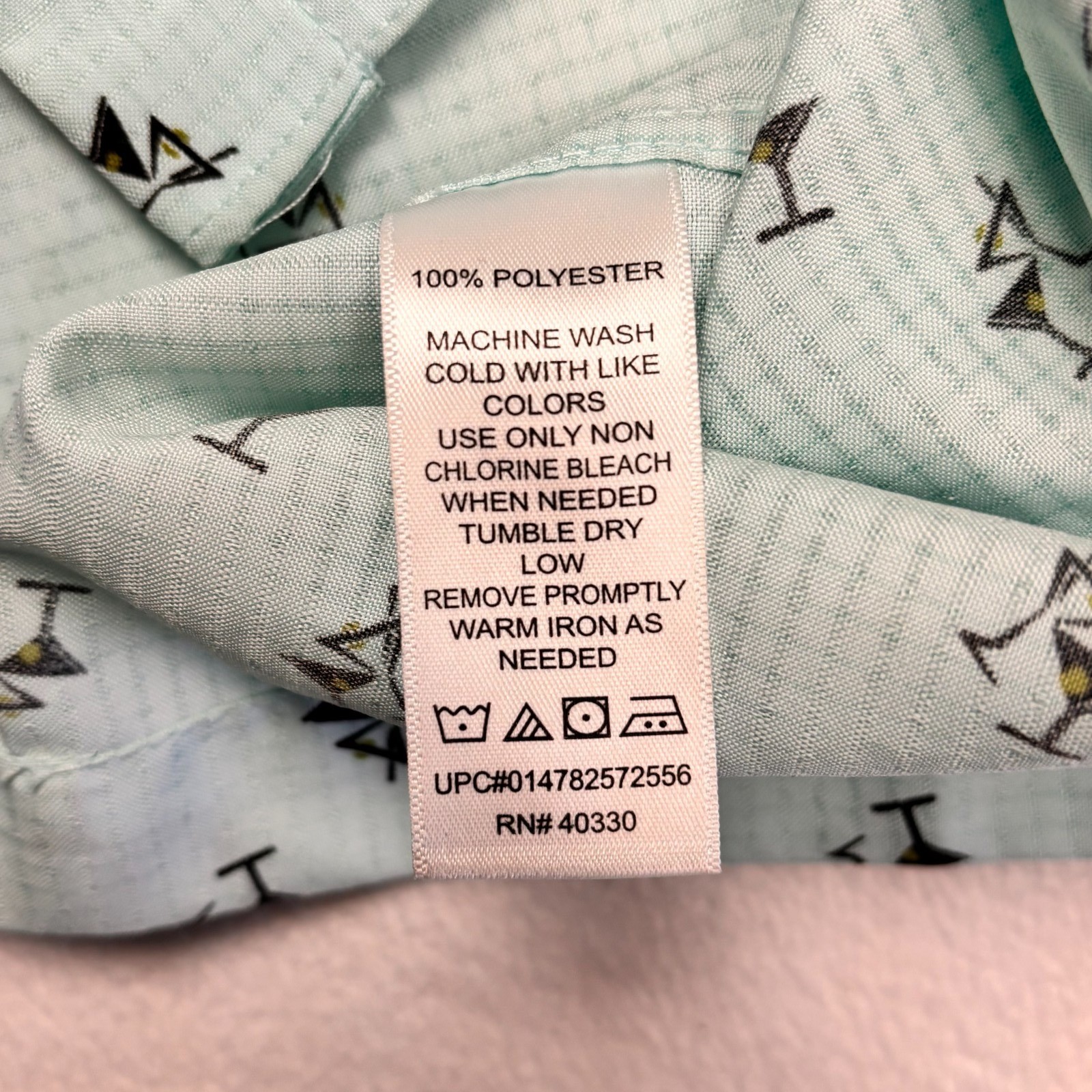 Haggar Martini Print Button Up Short Sleeve Shirt Men’s Size Large
