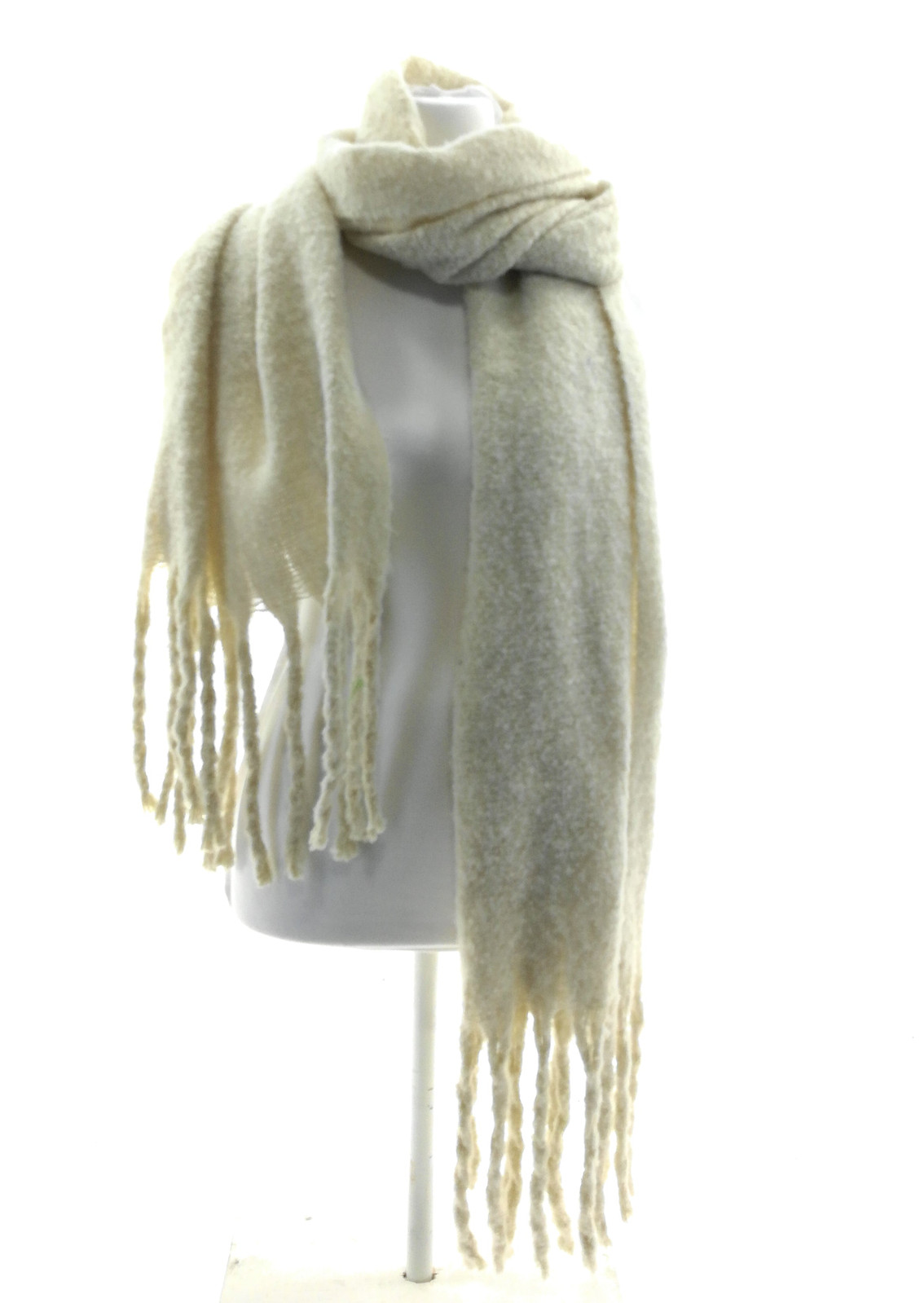 Unbranded Womens Ivory Tasseled Long Scarf 76in Neck Warmer Fashion