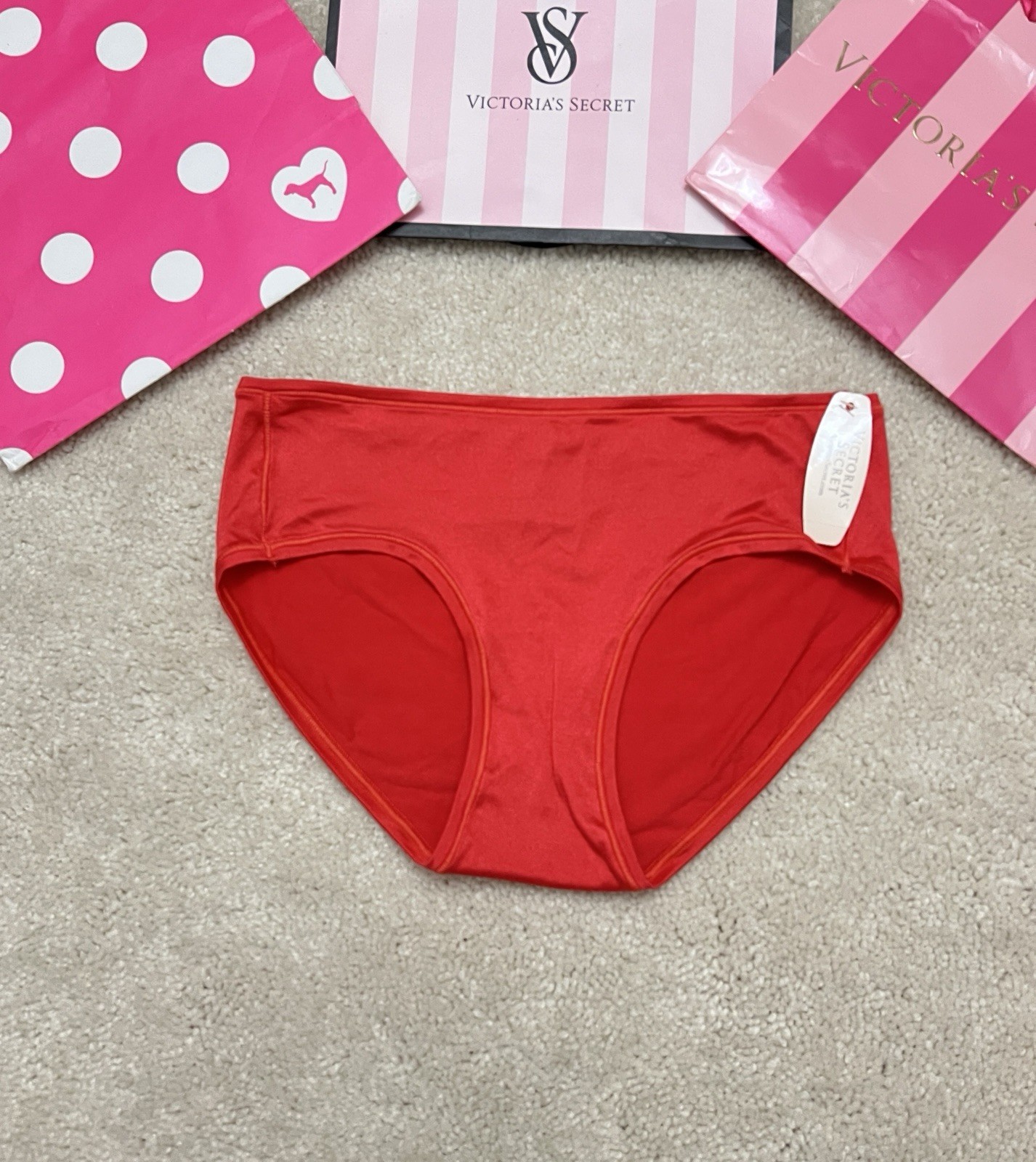 NWT S Victoria’s Secret Fabulous Red Silky Satin Smooth Panties Vintage SMALL