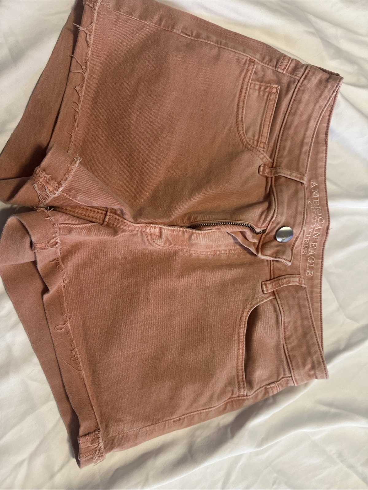 American Eagle Super Stretch, High-Rise Shorty Women 6 Pink Jean Short Euc. 10