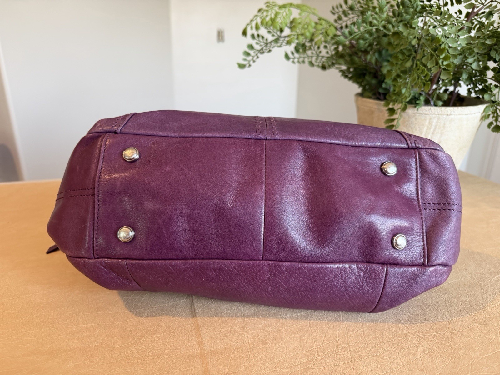 Vintage Y2K B. Makowsky Purple SOFT Leather Shoulder Bag Slouchy Purse 11.5”x15”