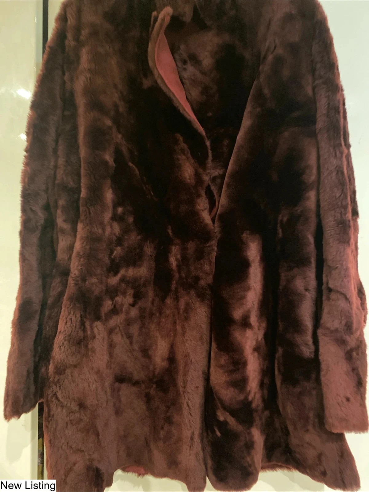 Theory Clarene reversible sheepskin short fur jacket M in claret red NEW #demure