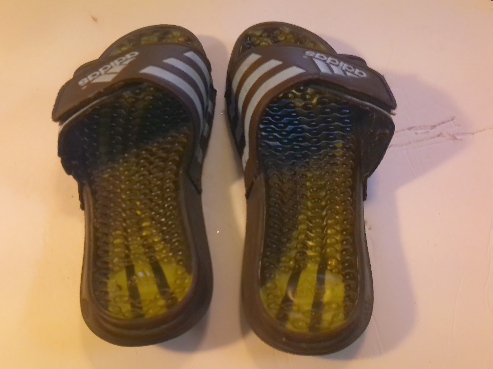 Adidas Men’s Size 9 Comfort Slide Sandals Brown And Blue