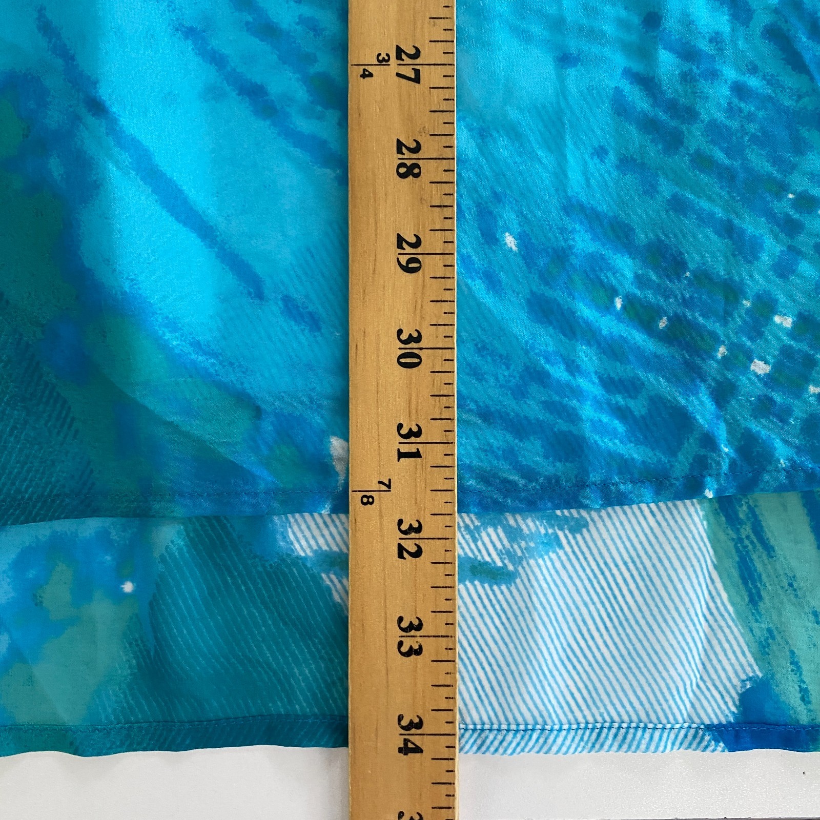 Susan Graver Printed Sheer Chiffon Shirt with Hi-Low Hem Aqua Plus 26W A290775