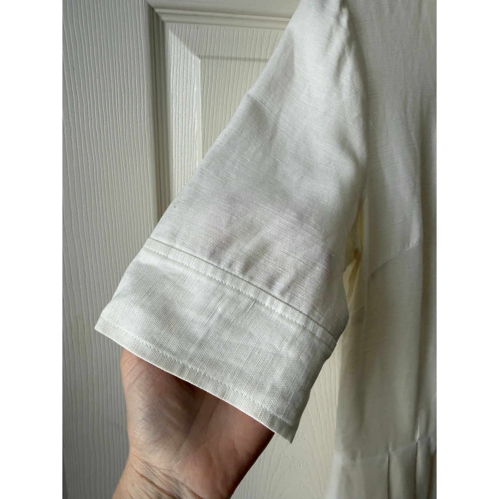 Milly Cream Linen Blend Pleated Shirt Dress Size 4 LWD Bridal Coastal Graduation