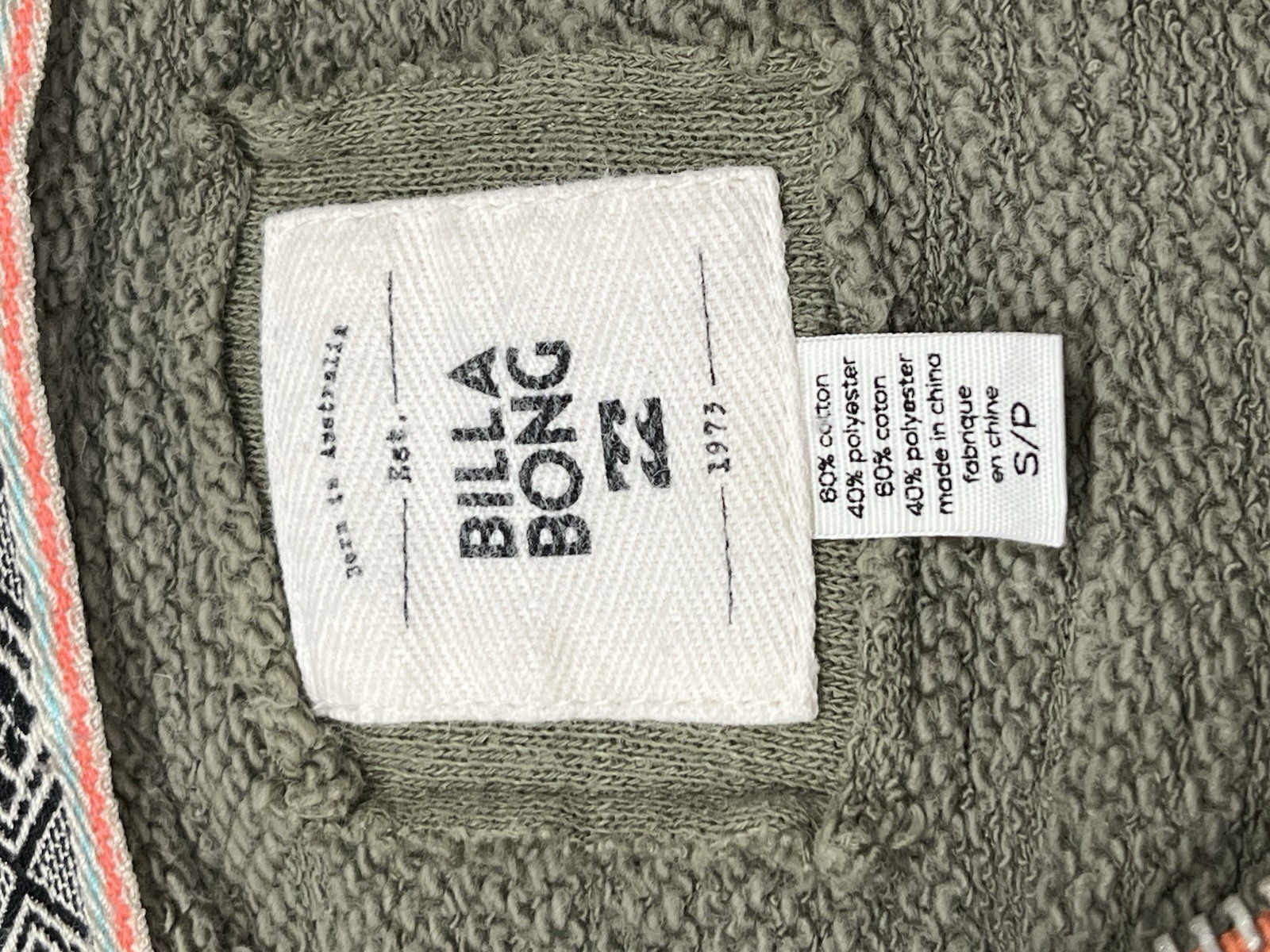 Billabong Green/Gray Hooded Full Zip Button Front Hoodie Men’s Regular S/P