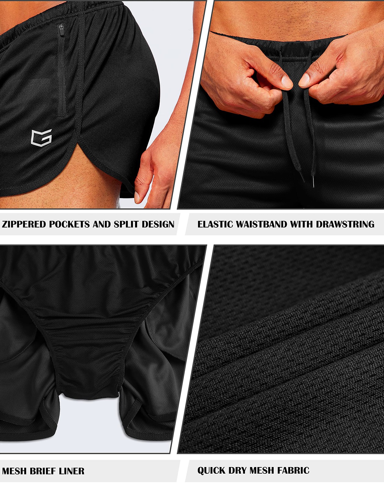 Men’s Running Shorts 3 Inch Quick Dry Gym Athletic Jogging Shorts with Zipper…