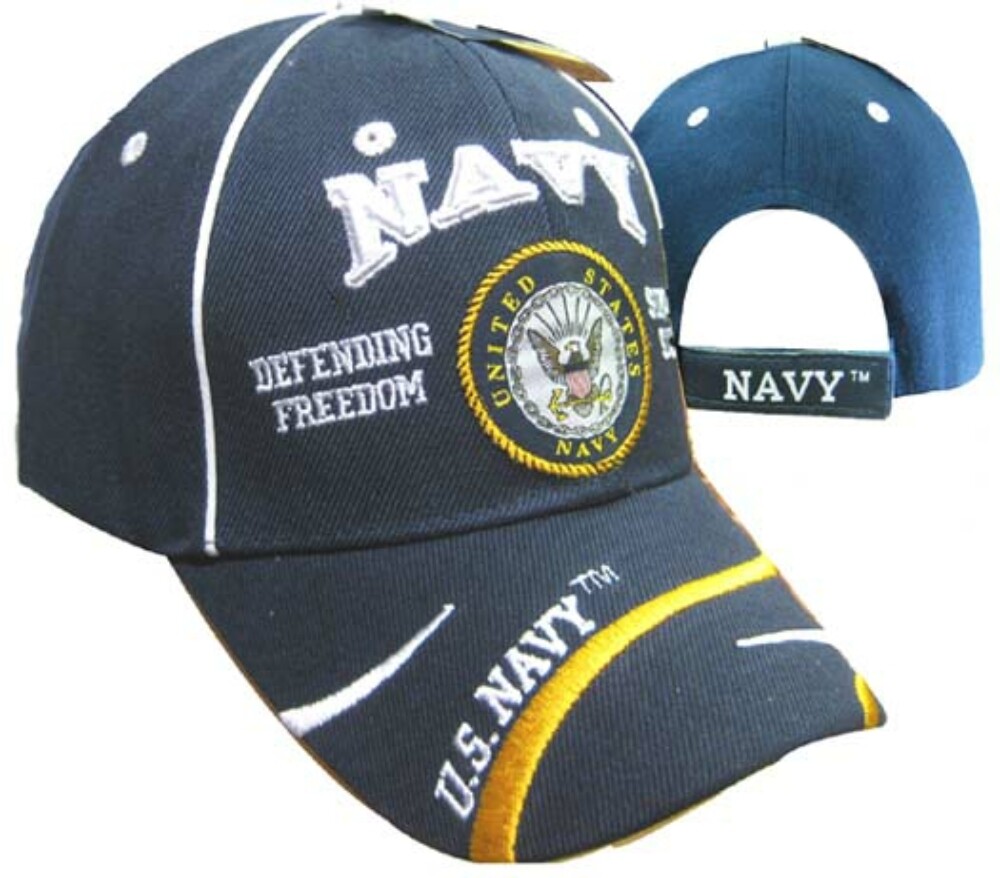 U.S. Navy Cap Blue Hat Embroidered Adjustable US Naval Seabees, Men