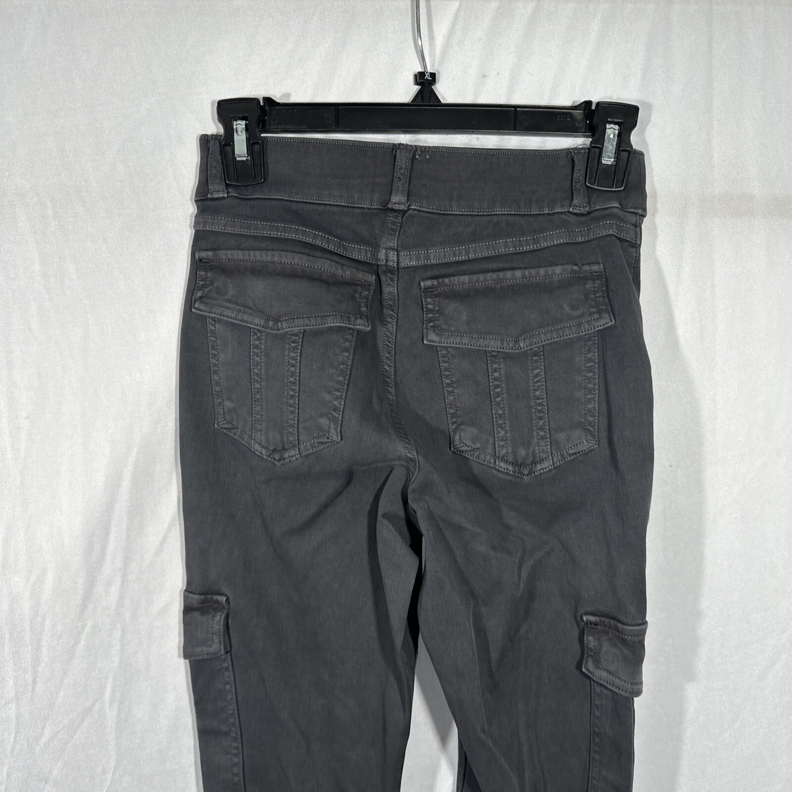 NEW $128 Spanx [ SP Small-Petite ] Twill Ankle Cargo Pants Washed Black #T1775