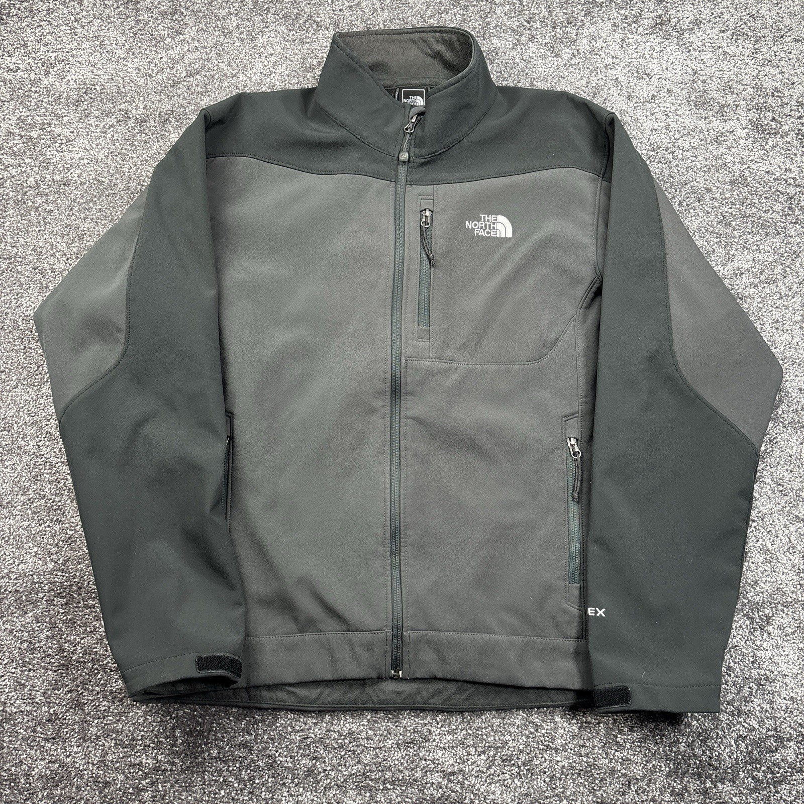 The North Face Apex Jacket Mens Large Gray Black Windbreaker Full Zip Outdoor