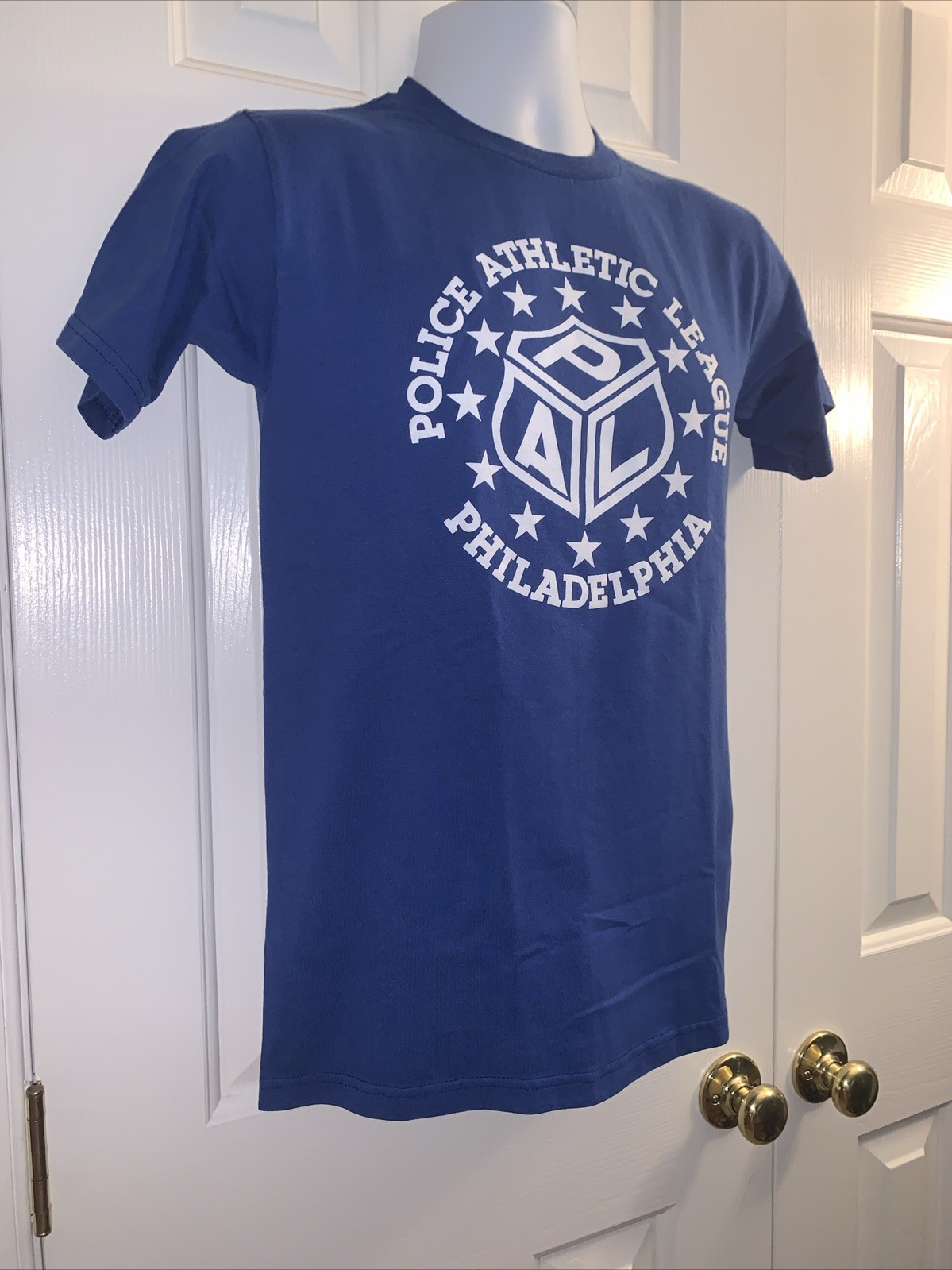 Jerzees PAL Police Athletic League Philadelphia T Shirt Royal Blue S Vintage